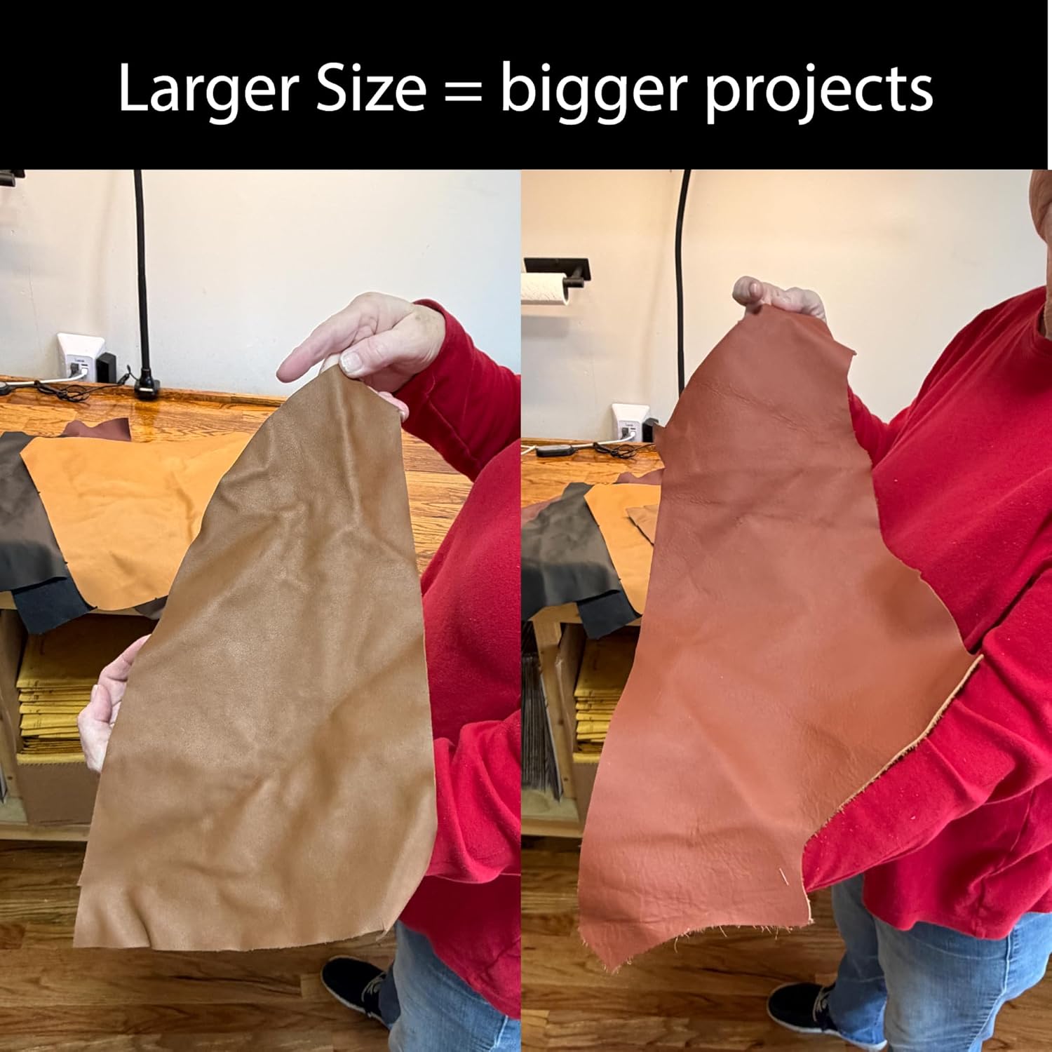 Alternative view of 3 lbs Genuine Leather Scraps – Large Pieces (Avg 8"x10" to 12"x18") – Full & Top Grain Upholstery Remnants – Assorted Earth Tones for Crafts, Repairs, Wallets, & DIY – Soft & Flexible Cowhide