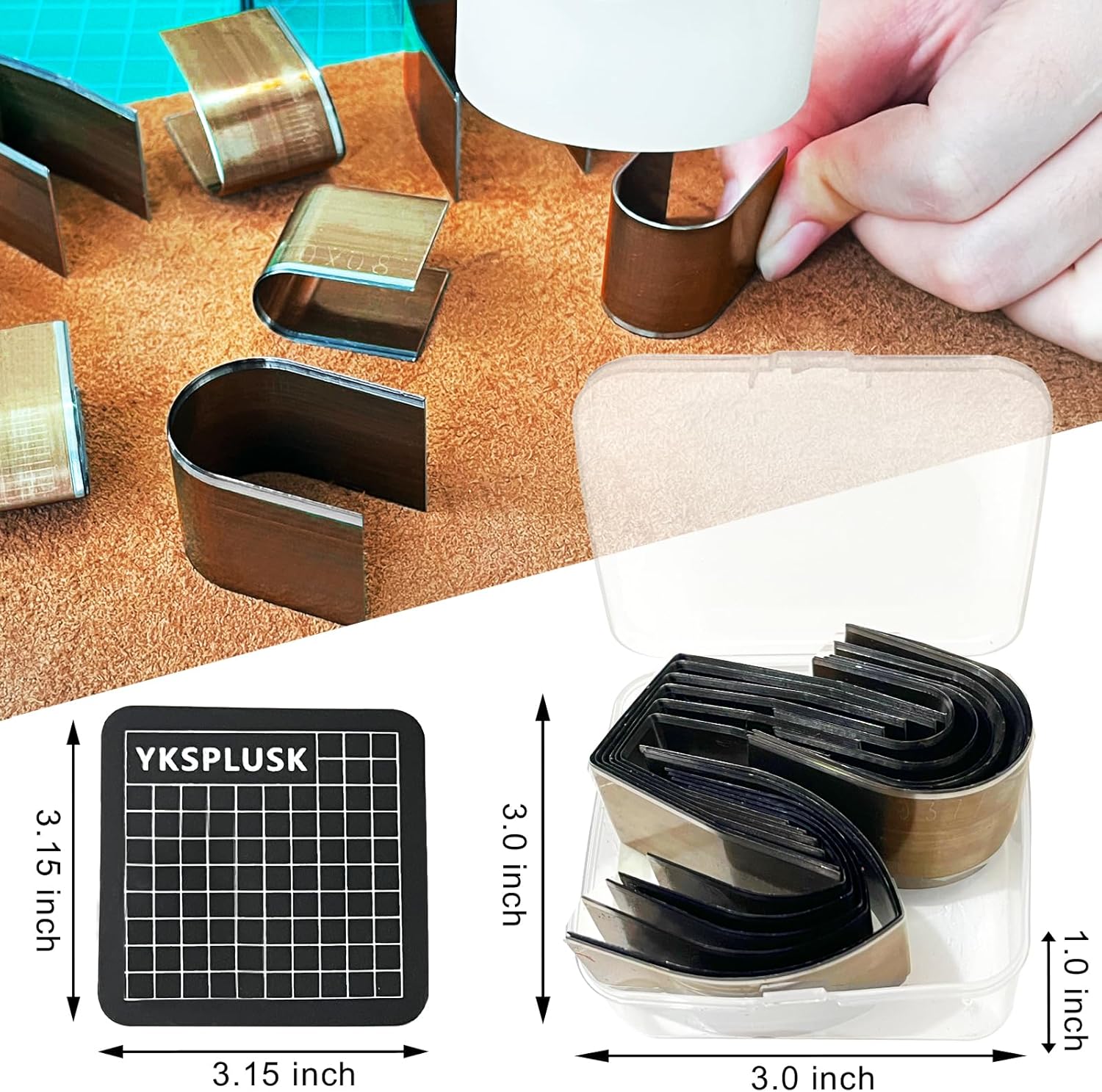 Alternative view of YKSPLUSK 18 Pieces Leather Corner Punch Set, Leather End Punch Tool High Carbon Steel Corner Cutter Tools, Corner Trimmers Punch with Mat & Box, Edge Trimmer for DIY Leathercrafts