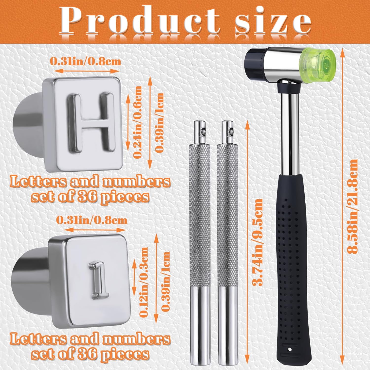 Wonvoc Leather Stamping Tools, 75 Pcs Leather Carving Tools, Letters and Numbers Patterns, Leather Carving Mallet, Leather Carving Kit, Leather Stamping Tools Geometric, Leathercraft Stamping Tools