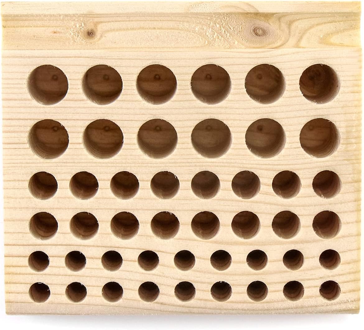 QWORK Leather Holder Tool, 46 Holes Wooden Leather Craft Tools Rack Stand Leathercraft Tool Organizer Stamping Punch Tool Storage, 1 Pack