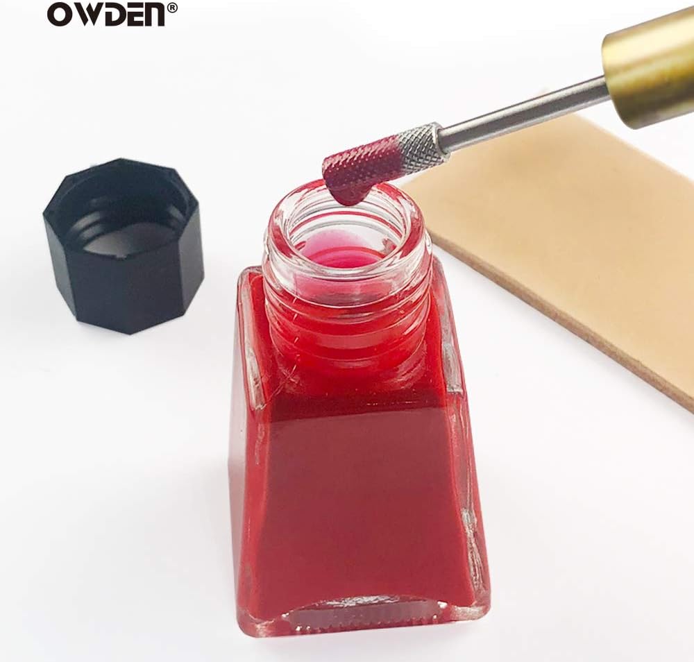 Alternative view of OWDEN 2Pcs. Leather Edge Dye Tool,Ebony Wood Handle, Double Bearing configure for Smooth Rolling.Edge Dye Roller Leather Edge Oil Printing Tool for Leather Craft Working