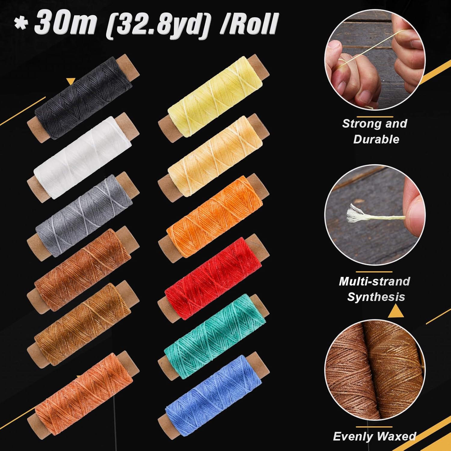 Alternative view of MORFEN 56Pcs Leather Stitching Punch Kit, Sewing Kit with 4mm Prong Sewing Hole Punch Waxed Thread Hand Sewing Stitching Needles Leatherworking Tools for Beginners DIY Leather Crafting