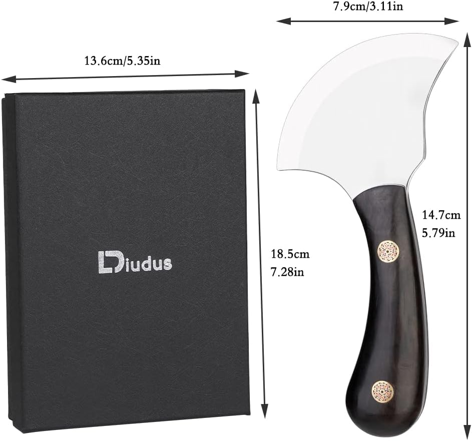 Leather Bevel Head Cutting Knife Black Wooden Handle, Craft Skiving Knife, Leather Working Tools for DIY Leathercraft Forging Cutting