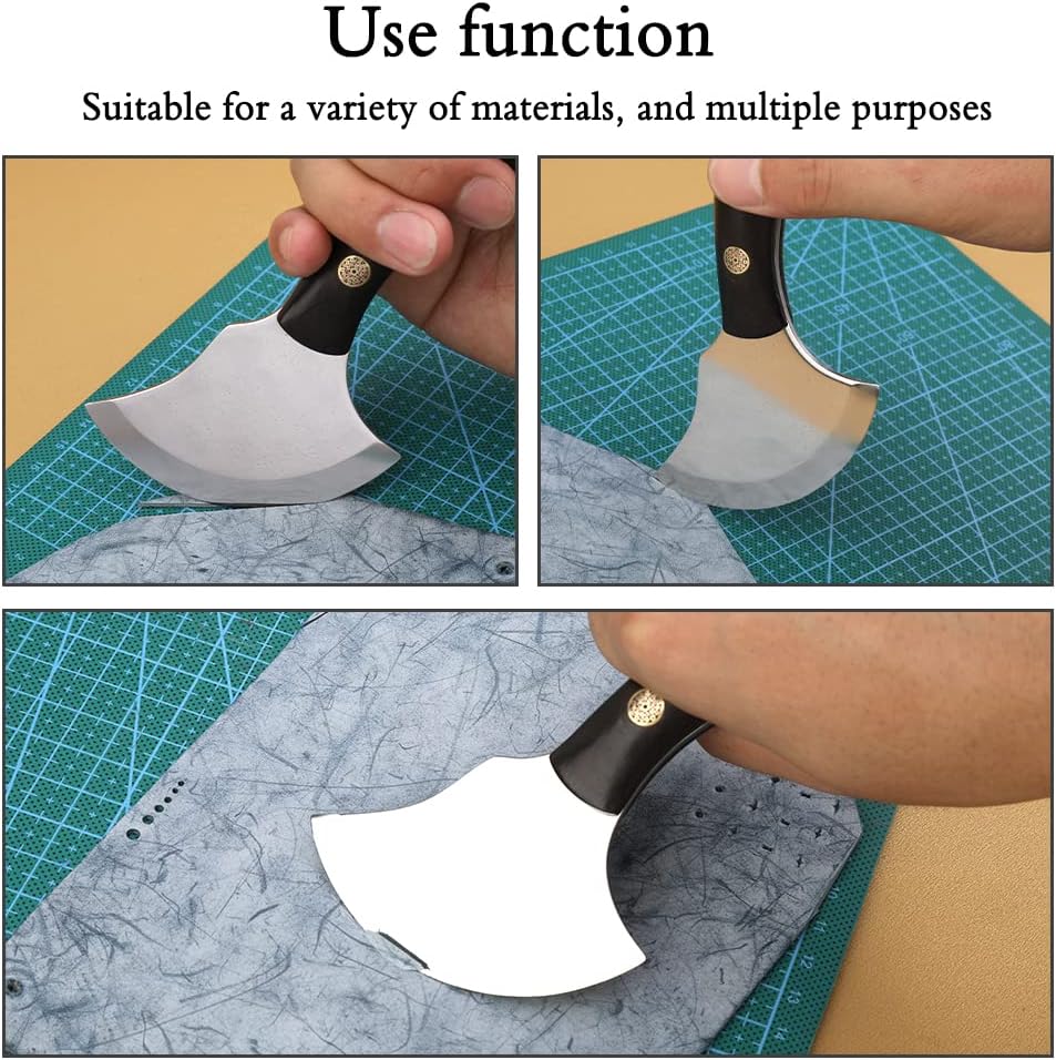 Alternative view of Leather Bevel Head Cutting Knife Black Wooden Handle, Craft Skiving Knife, Leather Working Tools for DIY Leathercraft Forging Cutting