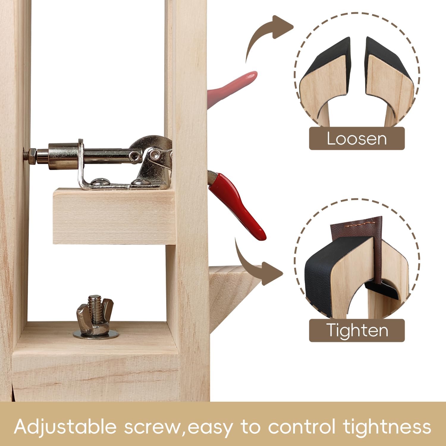 Alternative view of Leather Stitching Pony, 360° Rotation Wood Sewing Pony Horse Clamp for DIY Hand Leathercraft Sewing