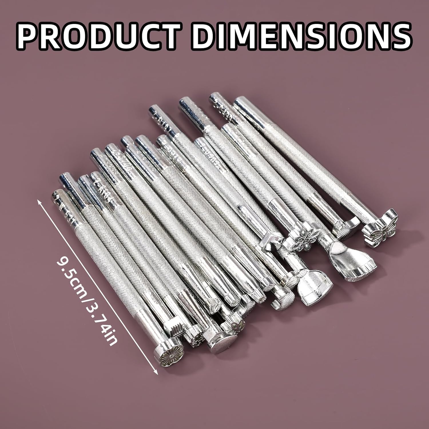 20pcs Leather Stamp Tools, 20 Styles Professional Leather Crafts Carving Set Premium Embossing Background Stamping Branding Making Tools Suitable for Belts Wallets Craft Working (Silver)
