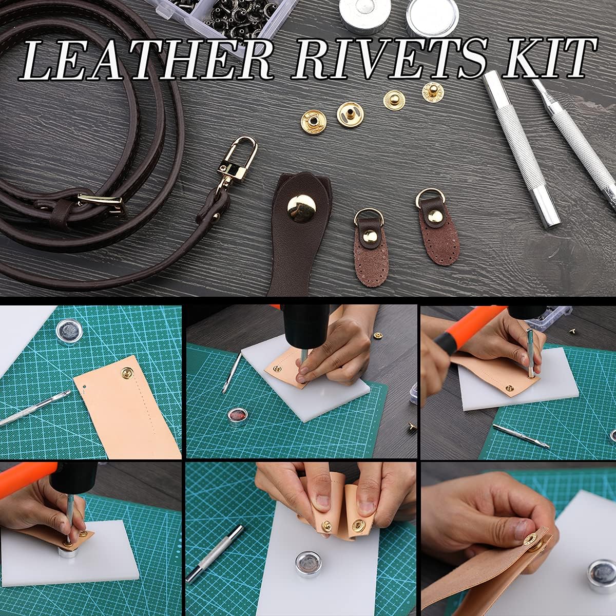 Alternative view of 328PCS Leather Working Kit, Leather Working Tools with Manual - Stamp Tools, Stitching Groover and Rivets Kit for Beginners to Professionals
