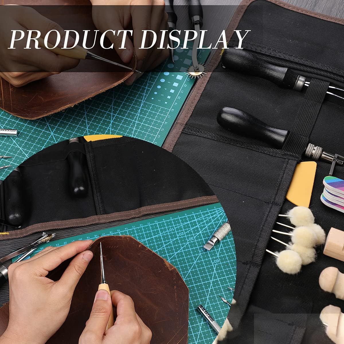 328PCS Leather Working Kit, Leather Working Tools with Manual - Stamp Tools, Stitching Groover and Rivets Kit for Beginners to Professionals - Image 4