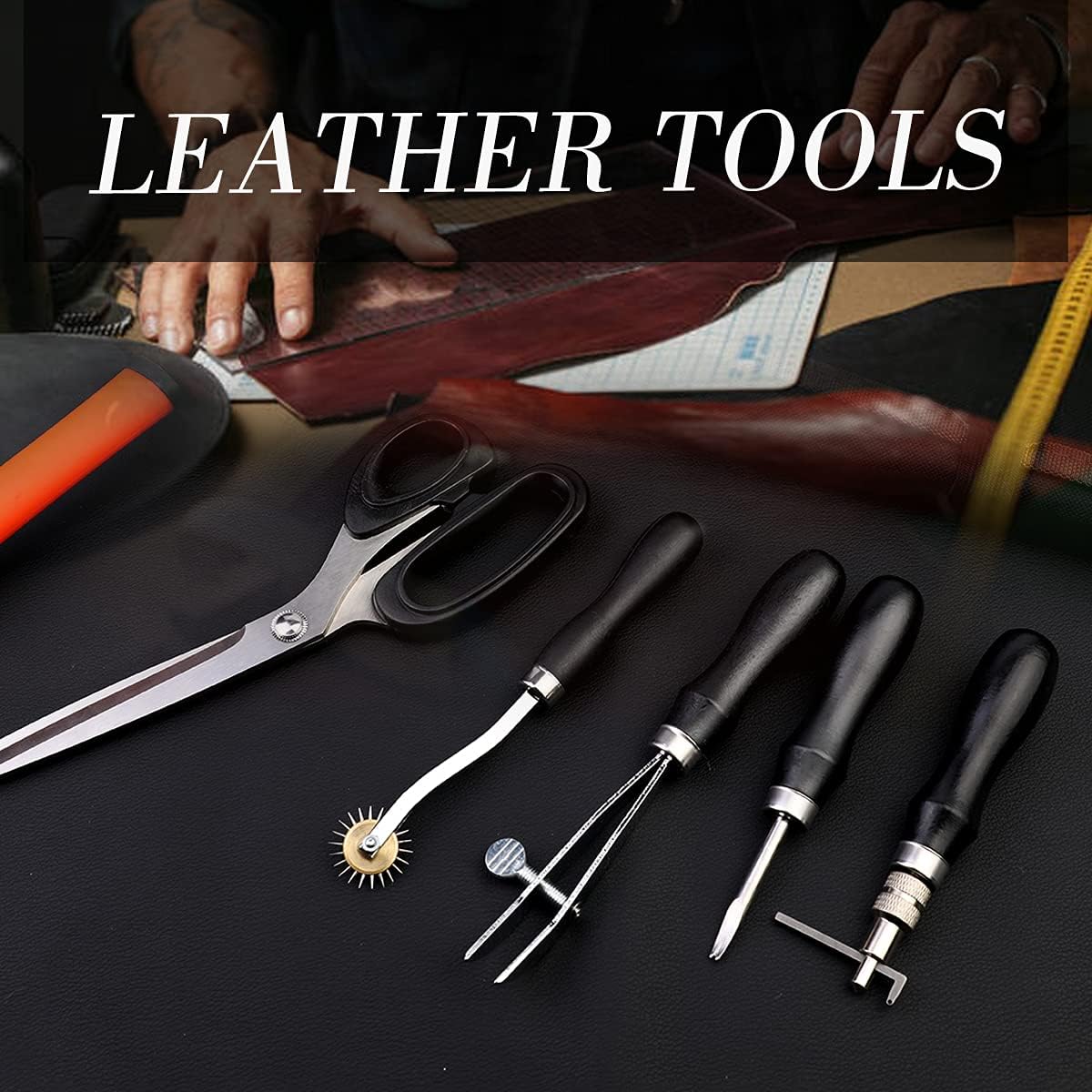 328PCS Leather Working Kit, Leather Working Tools with Manual - Stamp Tools, Stitching Groover and Rivets Kit for Beginners to Professionals - Image 6
