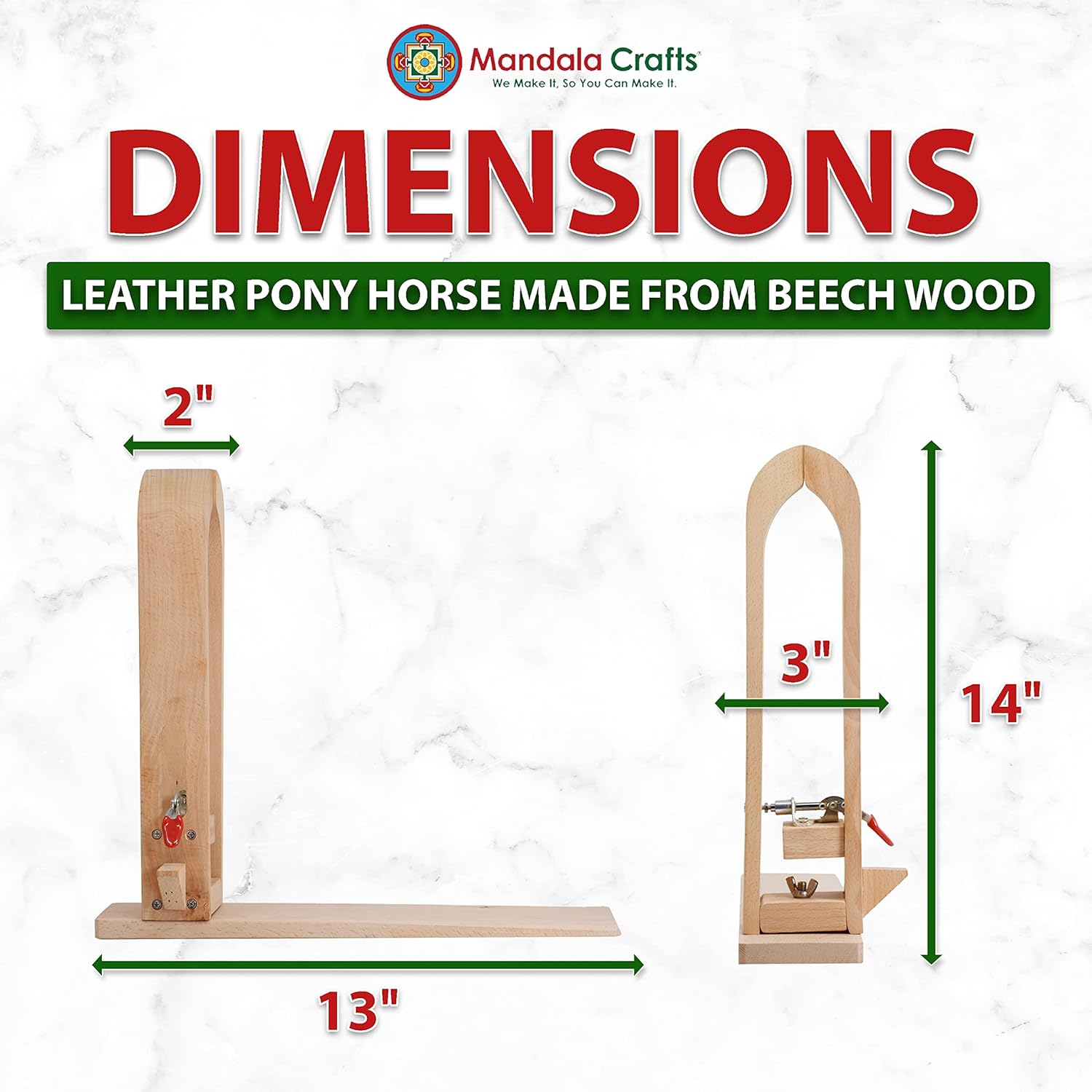 Alternative view of Mandala Crafts Hand Leather Stitching Pony - Handheld Leather Sewing Clamp Horse Vise Tool for Leathercraft, Stitching, and Leather Working Projects