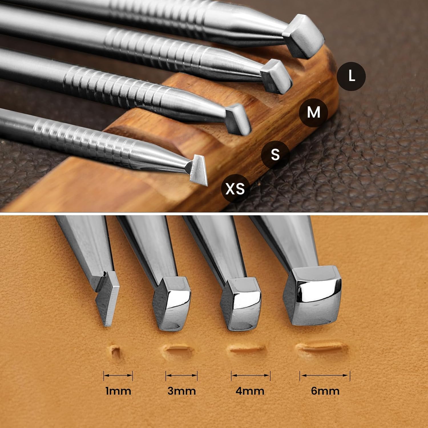 Leather Beveler Stamps Stamping Tool Smooth Beveling Set 304 Stainless Steel LeatherCraft Carving DIY Kit 4Pcs