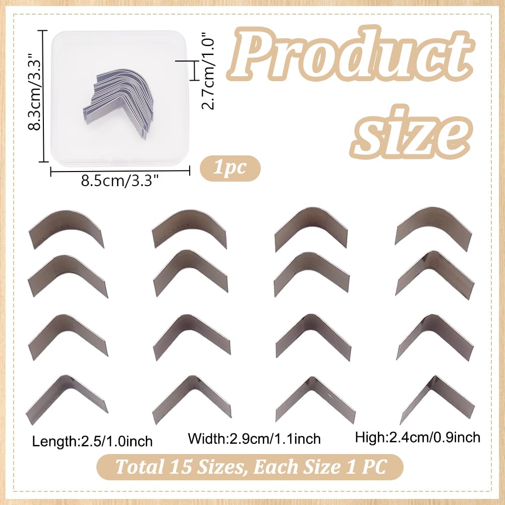 PH PandaHall Leather Corner Punch Set,15 Sizes 2 Style Corner Edge Trimmer High Carbon Steel Circle Cutter Tool Kit Triangular R2 R18 Cutting for Wallet Belt Purse Handmade DIY Leather Craft