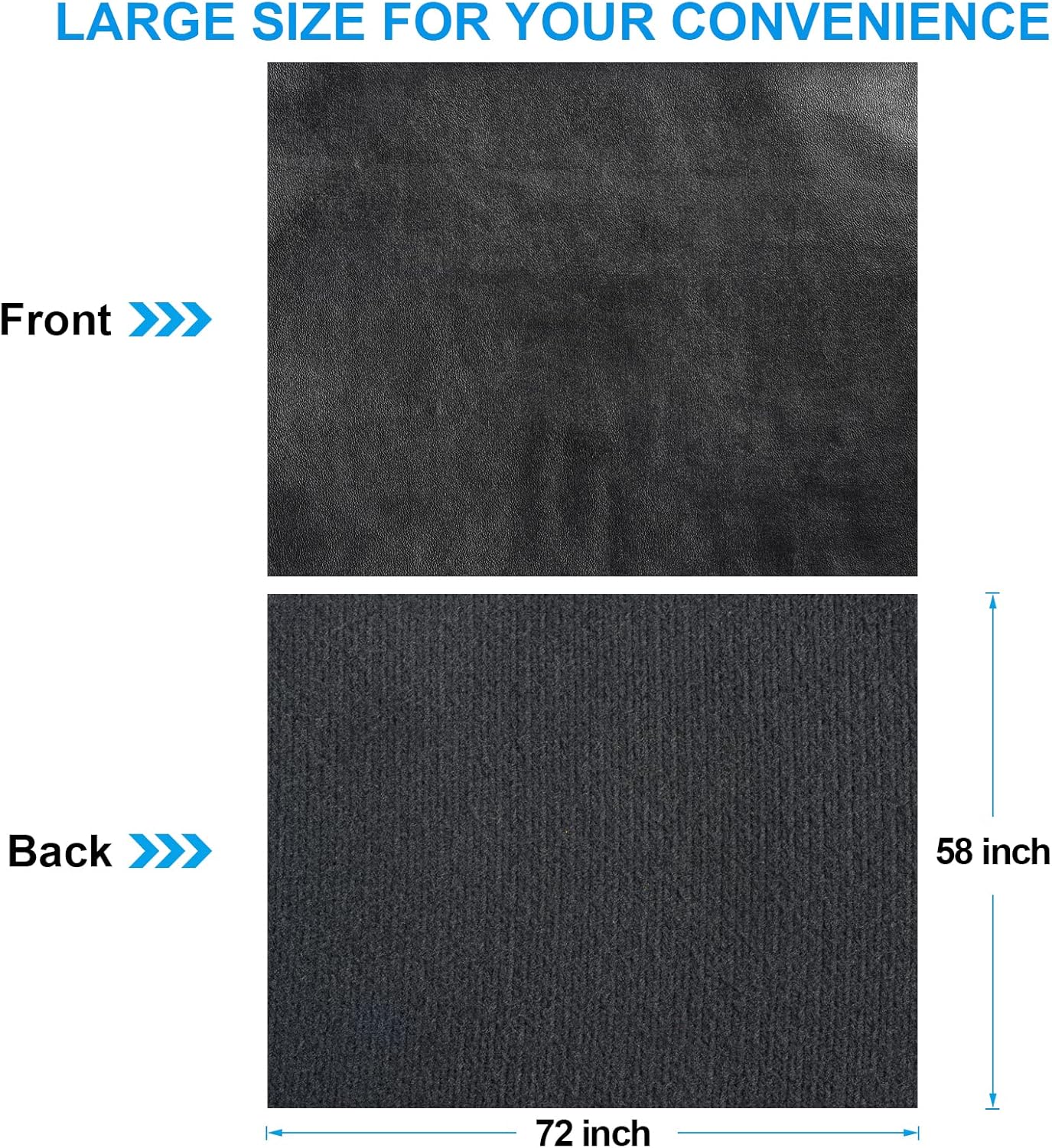 PU Fabric Leather 2 Yards 58" x 72", 0.6mm Thick Faux Synthetic Leather Material Sheets for Upholstery Crafts, DIY Sewings, Sofa, Handbag, Hair Bows Decorations (Black_Smooth Surface_Light Weight)