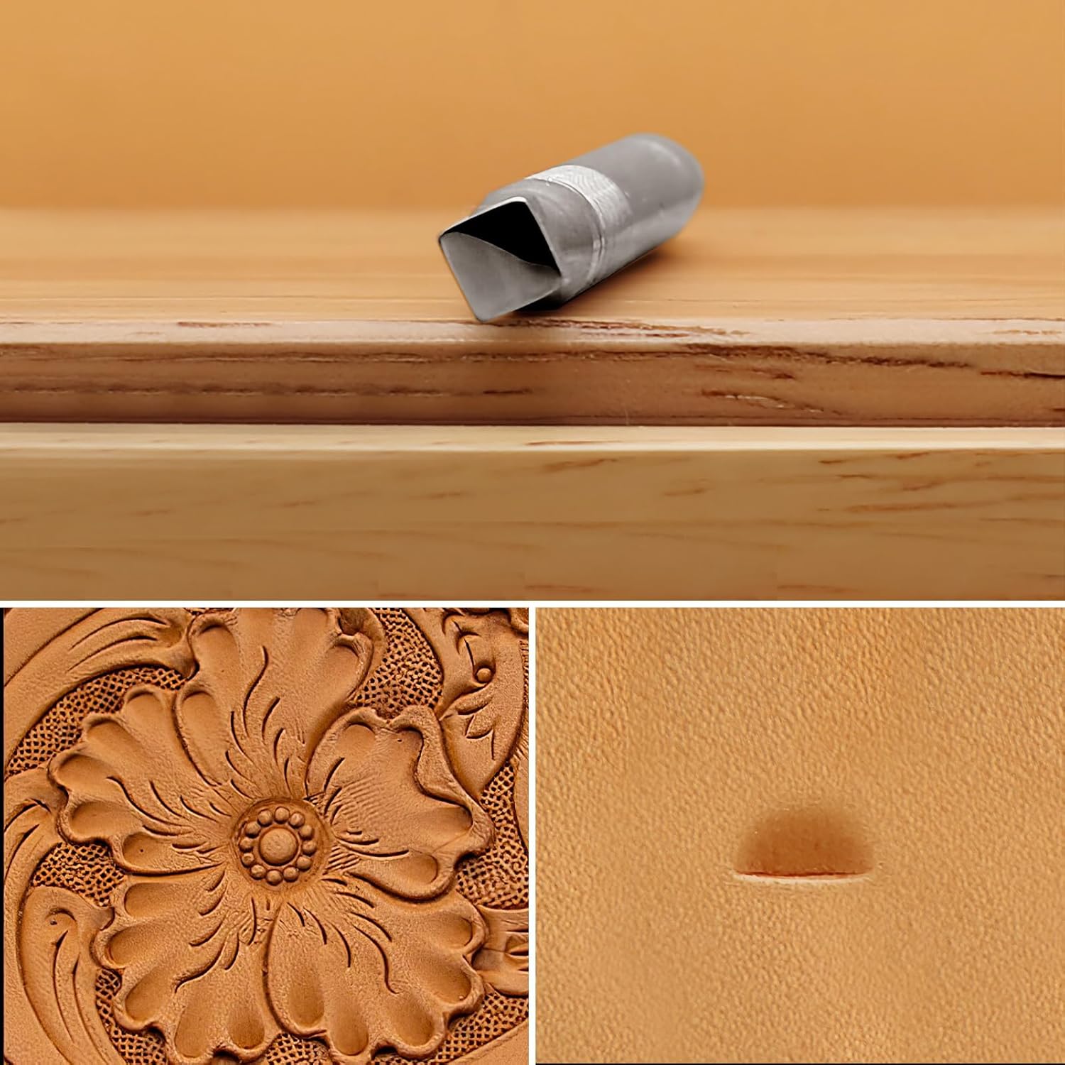 Alternative view of Leather Beveler Stamps Stamping Tool Smooth Beveling Set 304 Stainless Steel LeatherCraft Carving DIY Kit 4Pcs