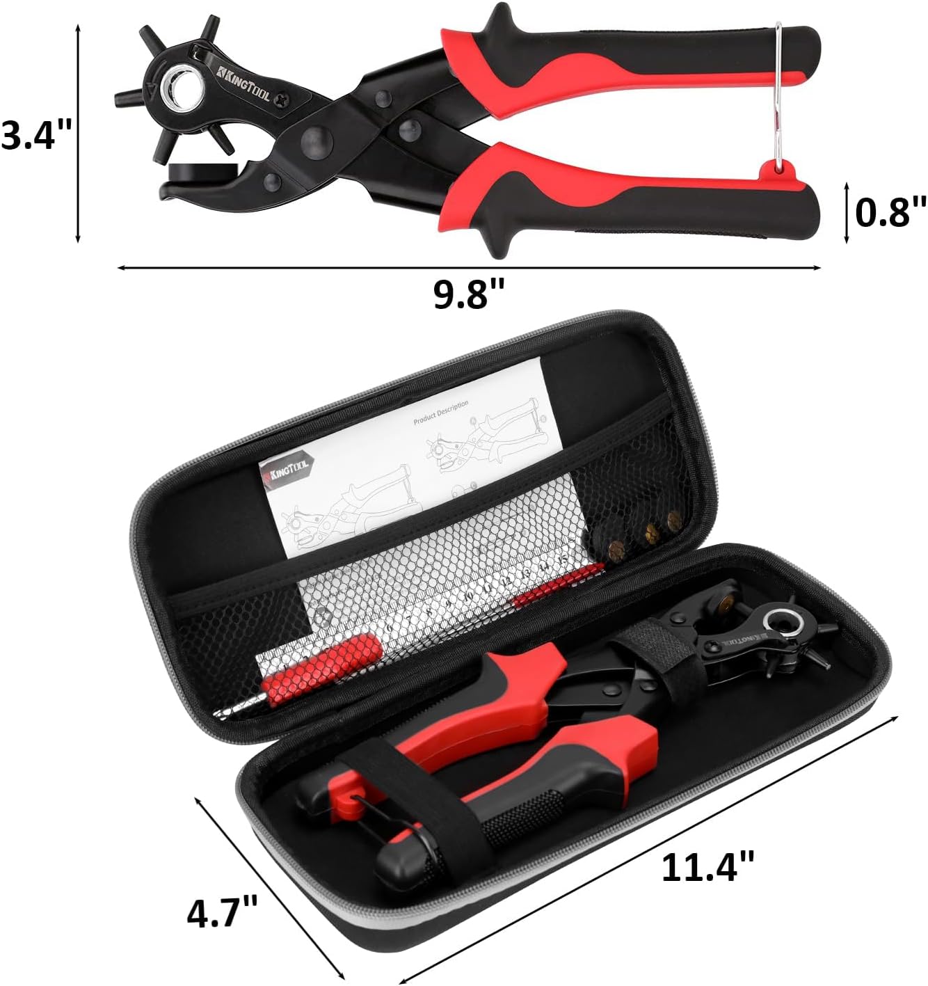 KingTool Leather Hole Punch Set, Super Heavy Duty Rotary Puncher, Multi Hole Sizes Maker Tool