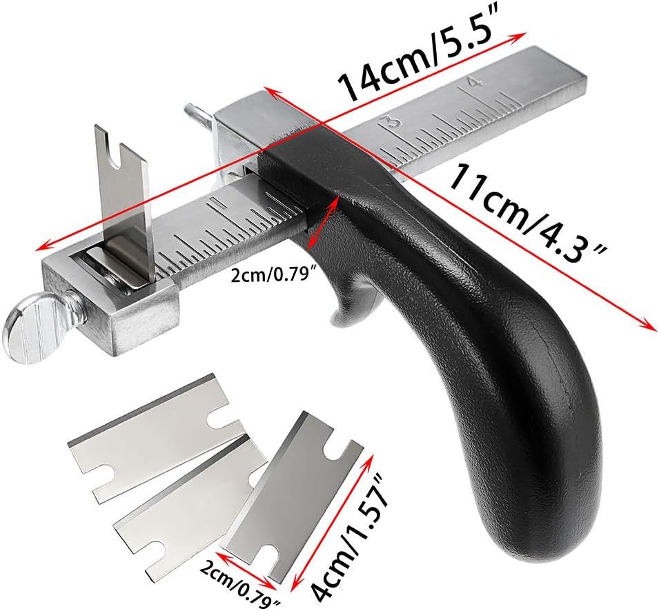 OwnMy Leather Cutting Tool Leather Strap Cutter with Aluminium Handle, Stainless Steel Gauge Leathers Strip Belt Cutter Tools with Accessory for DIY Leathercrafts