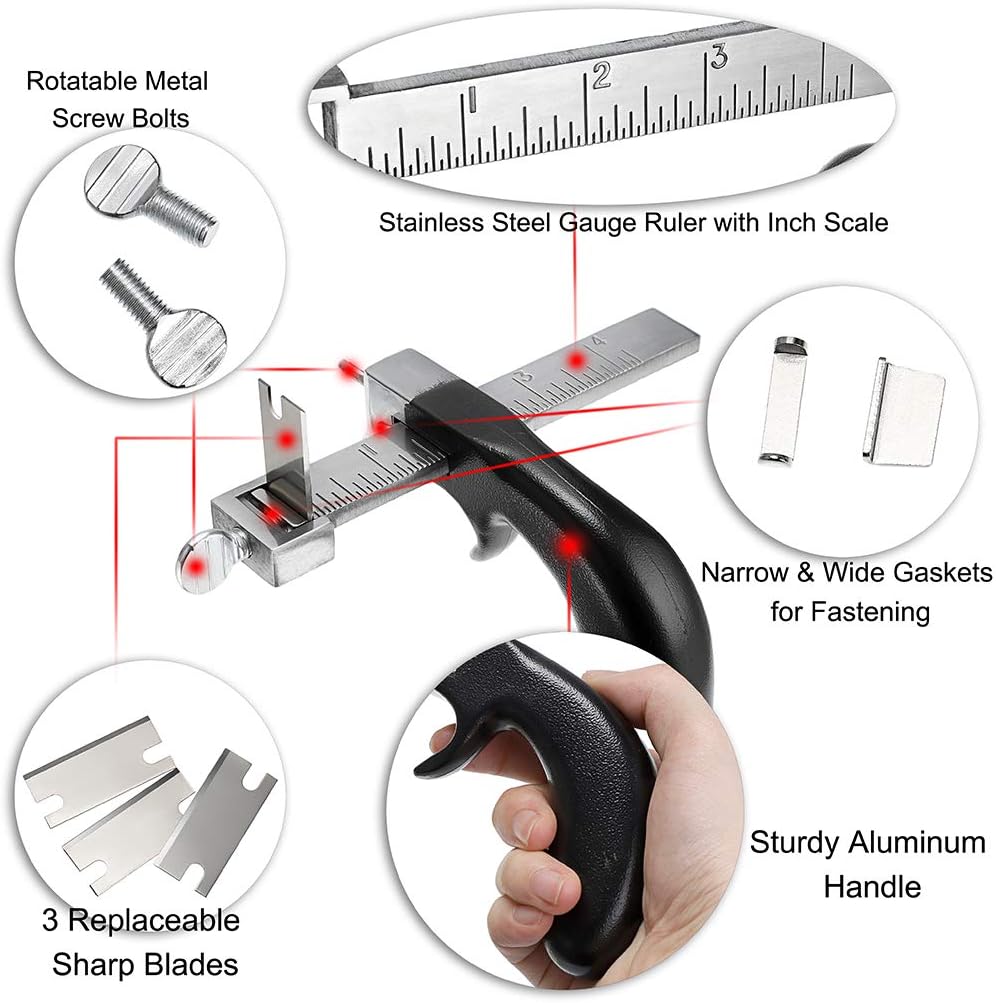 Alternative view of OwnMy Leather Cutting Tool Leather Strap Cutter with Aluminium Handle, Stainless Steel Gauge Leathers Strip Belt Cutter Tools with Accessory for DIY Leathercrafts