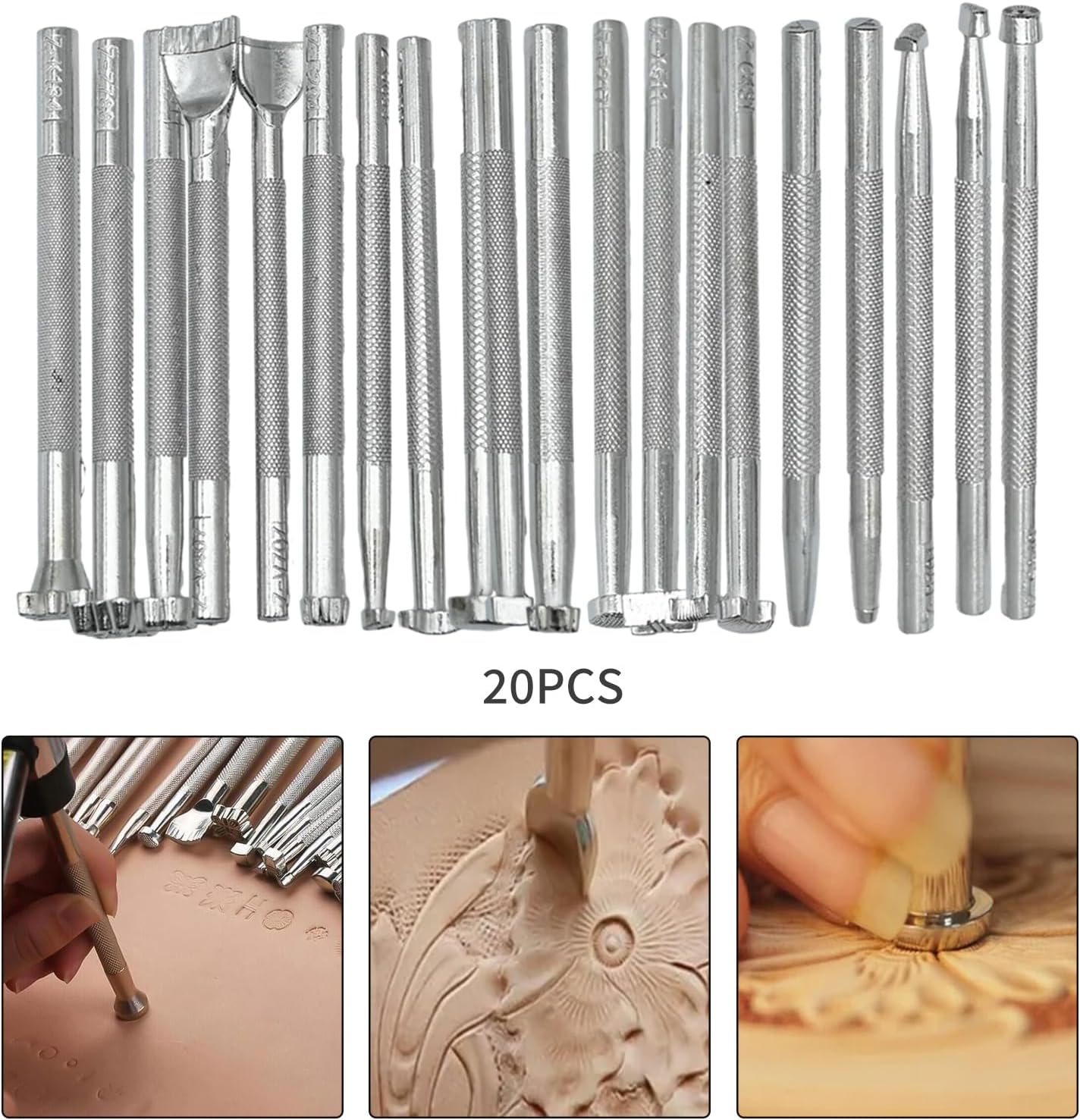 Zreneyfex 20 Pcs Leather Stamping Tools Special Shape Different Patterns for Carving Craft Leather Working Professional - Image 5