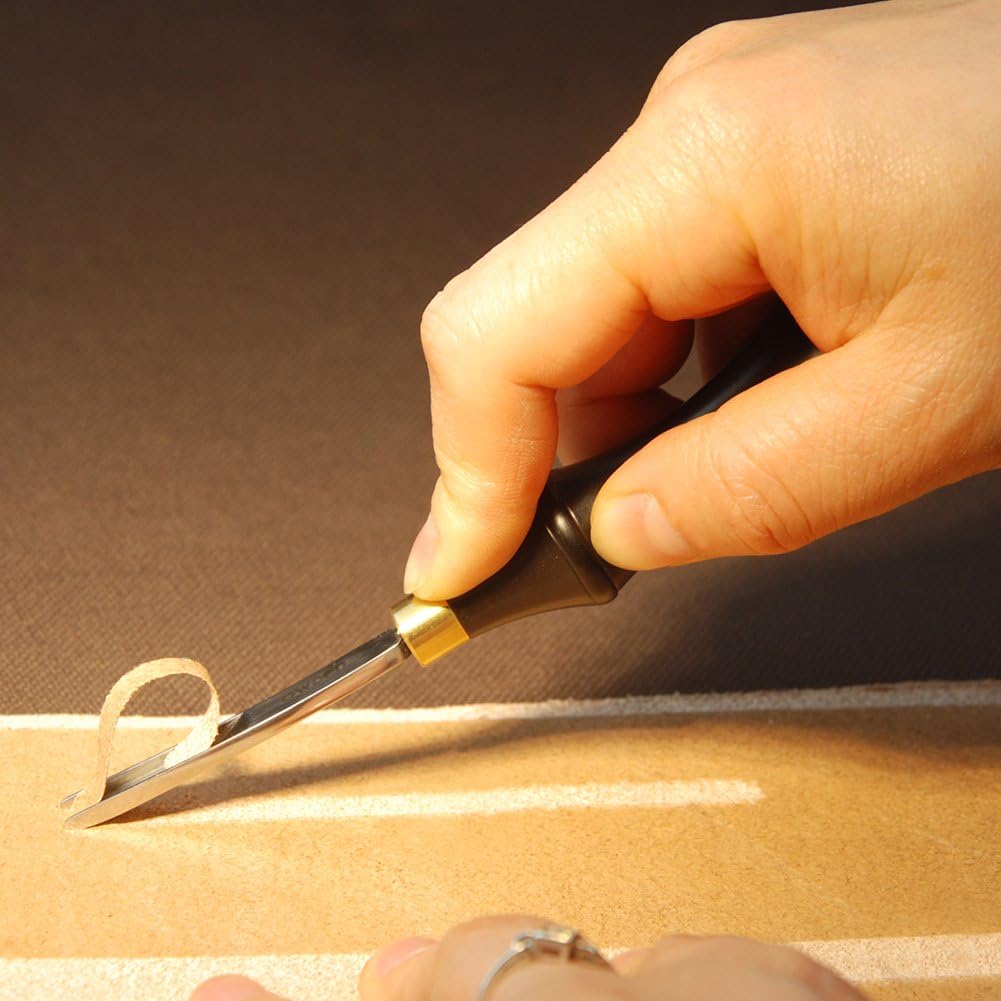 OWDEN Professional French Style Wide Mouth Skiving Tool, Leather Edge bevelers Tool, leathercraft Tool （6.0mm).