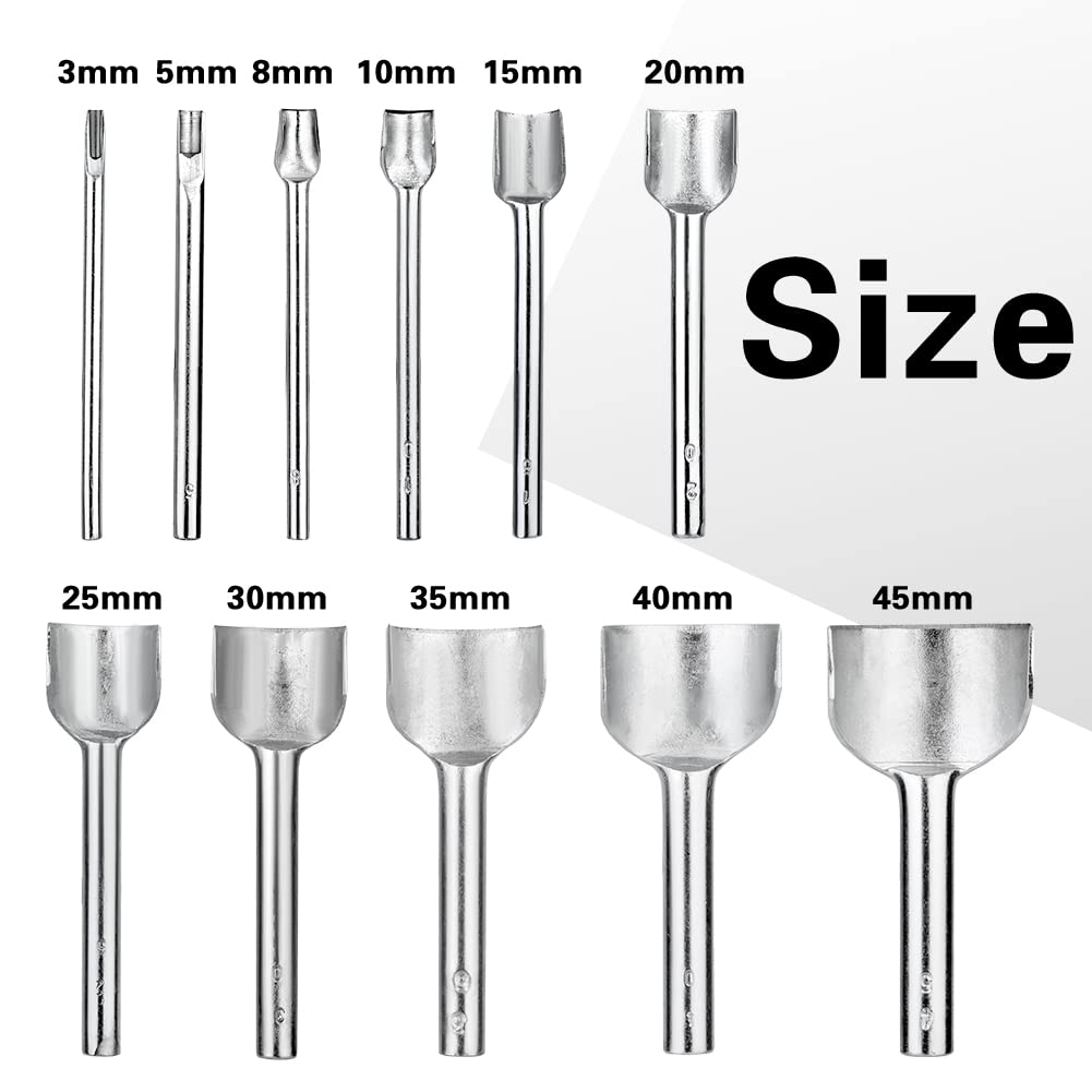 11 Sizes Half-Round Cutter Punch, Leather Punch Tool, Leather Craft Half Round Cutter Punch Strap Tools for Crafting Strap Belt, Wallet and Bag, 3-45 mm
