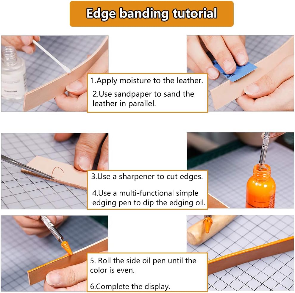 Leather Edge Dye Pen, Double Head, Leather Edge Roller Pen Applicator, Leather Edge Printing Tool, Edge Treatment Roller Pen for Leather Craft DIY Working(Round Head and Tapered Head) - Image 4