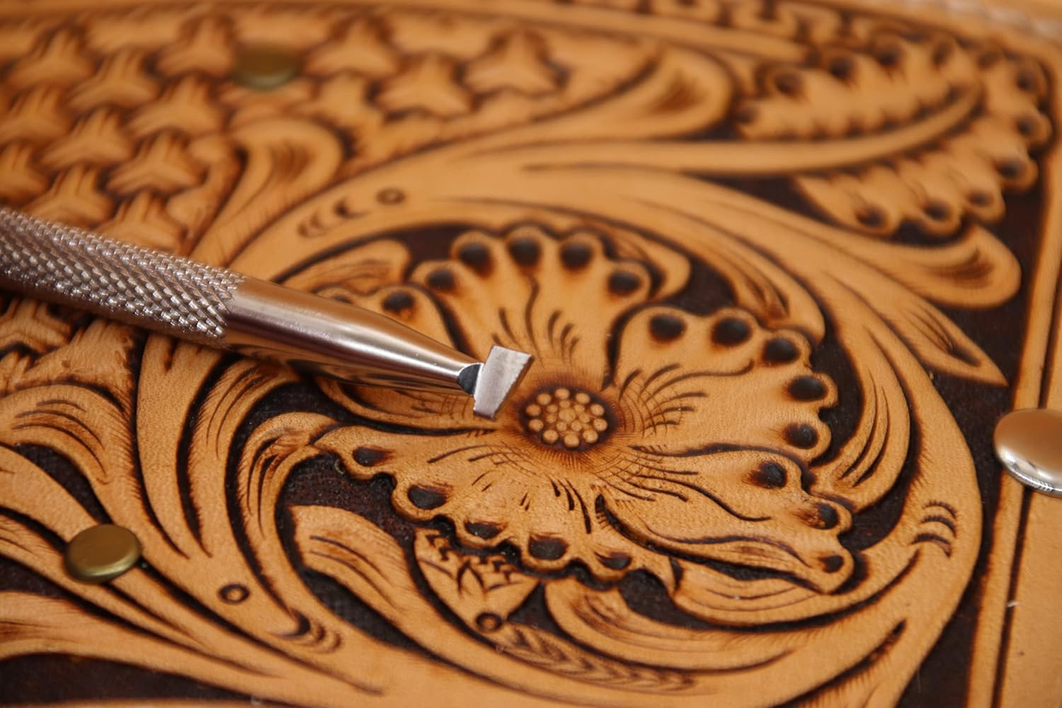 Alternative view of Smooth Angle Beveler Leather Stamping Tool Beveling Set 4pcs Undercut Beveler Stamps 304 Stainless Steel Carving DIY LeatherCrafts Kit