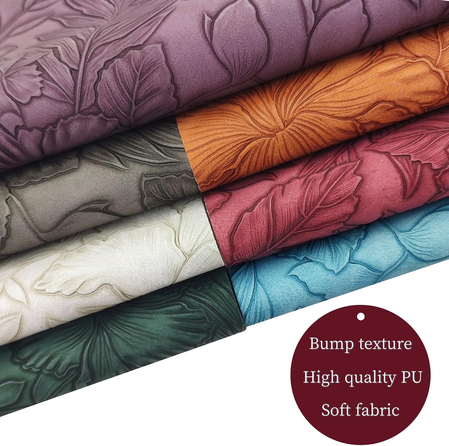 Alternative view of SHUANGART 7 Pcs Embossed Faux Leather Sheets for Earrings Purses Making, 8.2" X 11.8" with Embossed Textured Synthetic Fabric Sheets for DIY Bows Wallet Sewing Crafts (Flower)