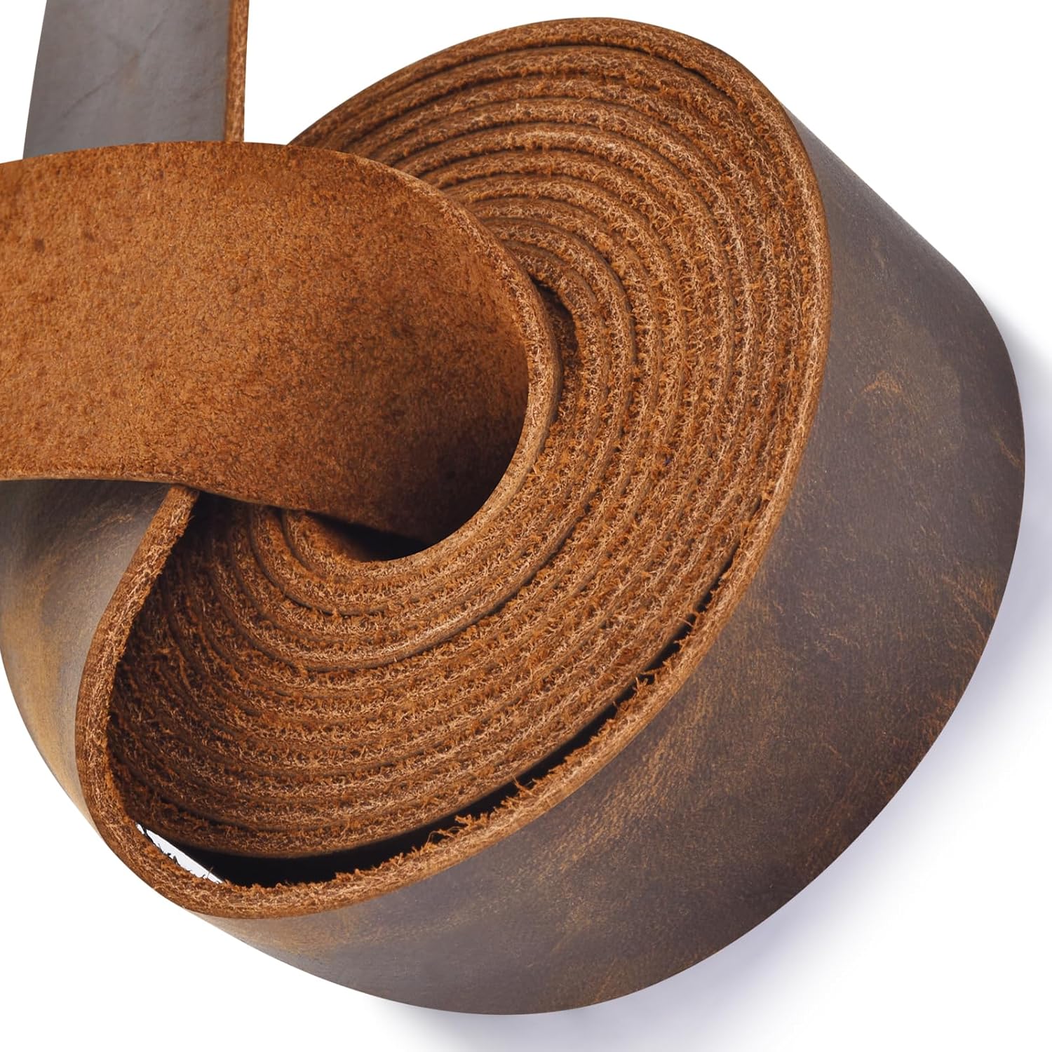 Alternative view of Leather Strap 1 Inches Wide Flat Leather Strips, Genuine Full Grain Cowhide Oil Tan Leather Strip for DIY Craft Projects, Tooling, Belt, Garden Tools (2.2mm Thick_65-72 Inches Lengths_DK Brown)