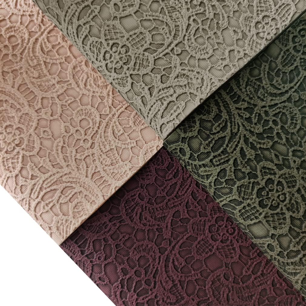 8''x12''(21cmx30cm) Flower Textured Embossed Faux Leather Sheets Retro Autumn Color Synthetic Fabric for Leather Bows Making Crafts DIY Handmade Material, XHT-412192