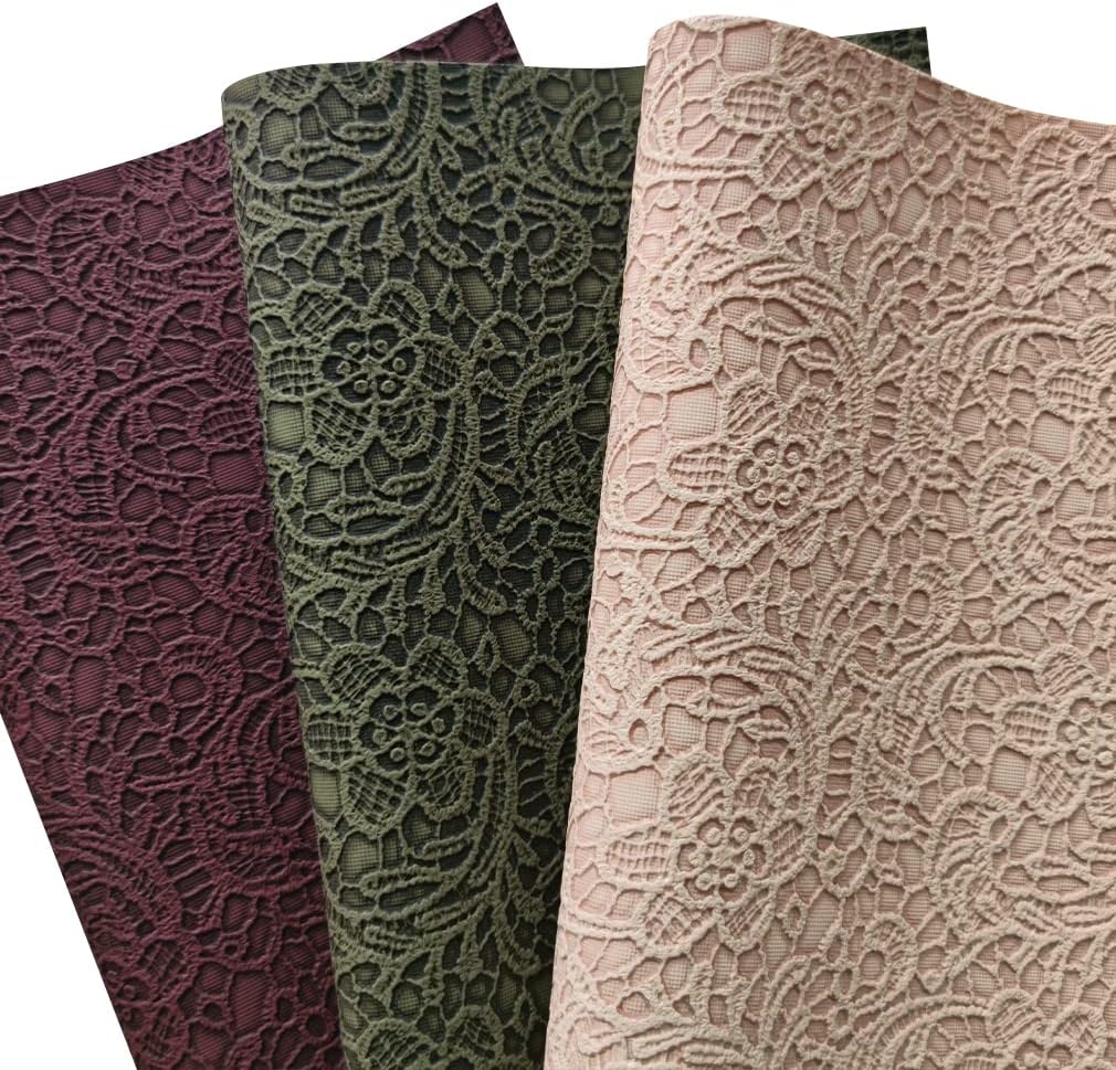 Alternative view of 8''x12''(21cmx30cm) Flower Textured Embossed Faux Leather Sheets Retro Autumn Color Synthetic Fabric for Leather Bows Making Crafts DIY Handmade Material, XHT-412192