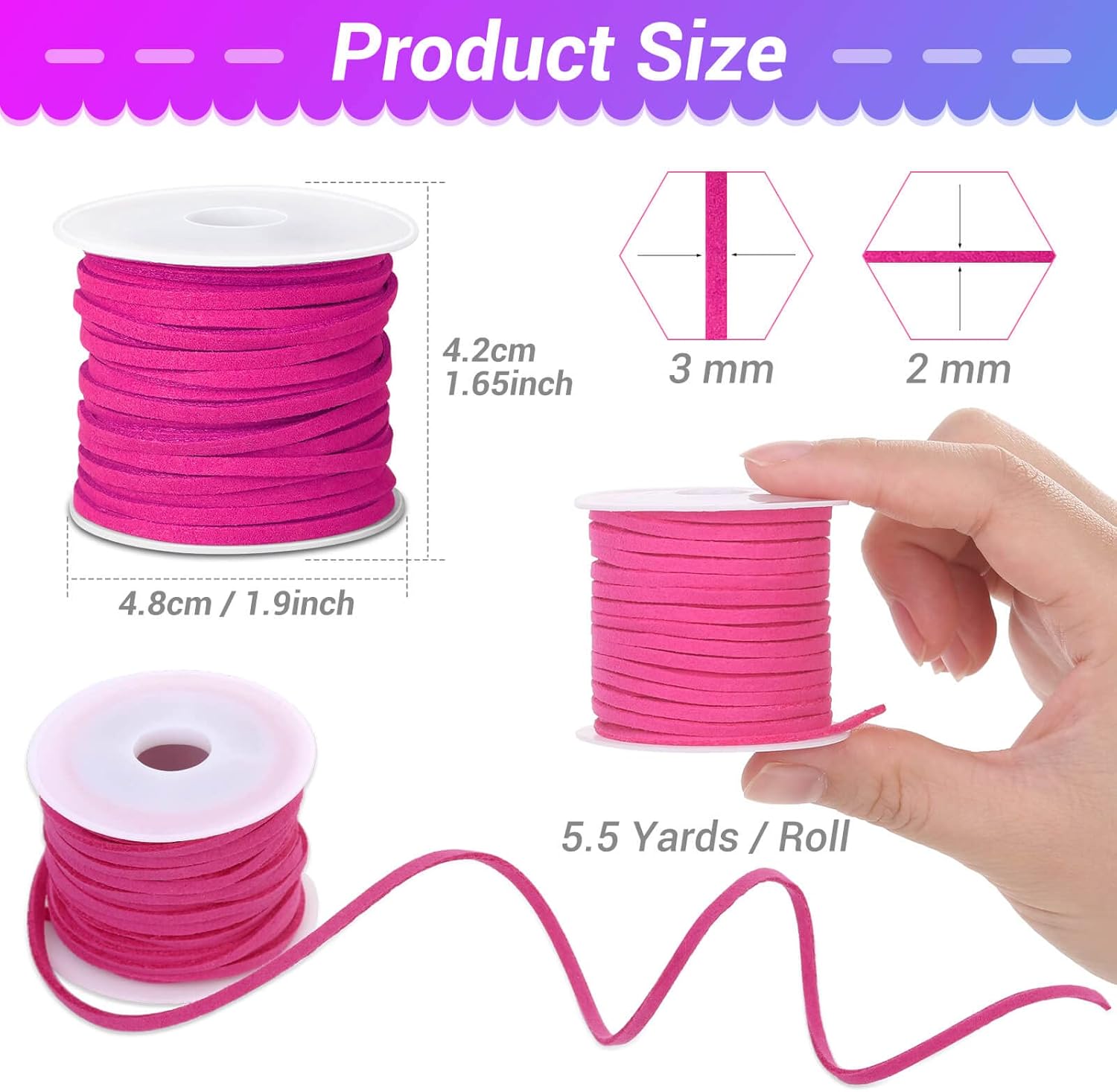 Cridoz Faux Suede Leather Cord, 25 Rolls Flat for Jewelry Making, Leather Strips & Laces for Dream Catcher Supplies DIY Crafts, Thread Velvet String for Necklace, Bracelet, Beading