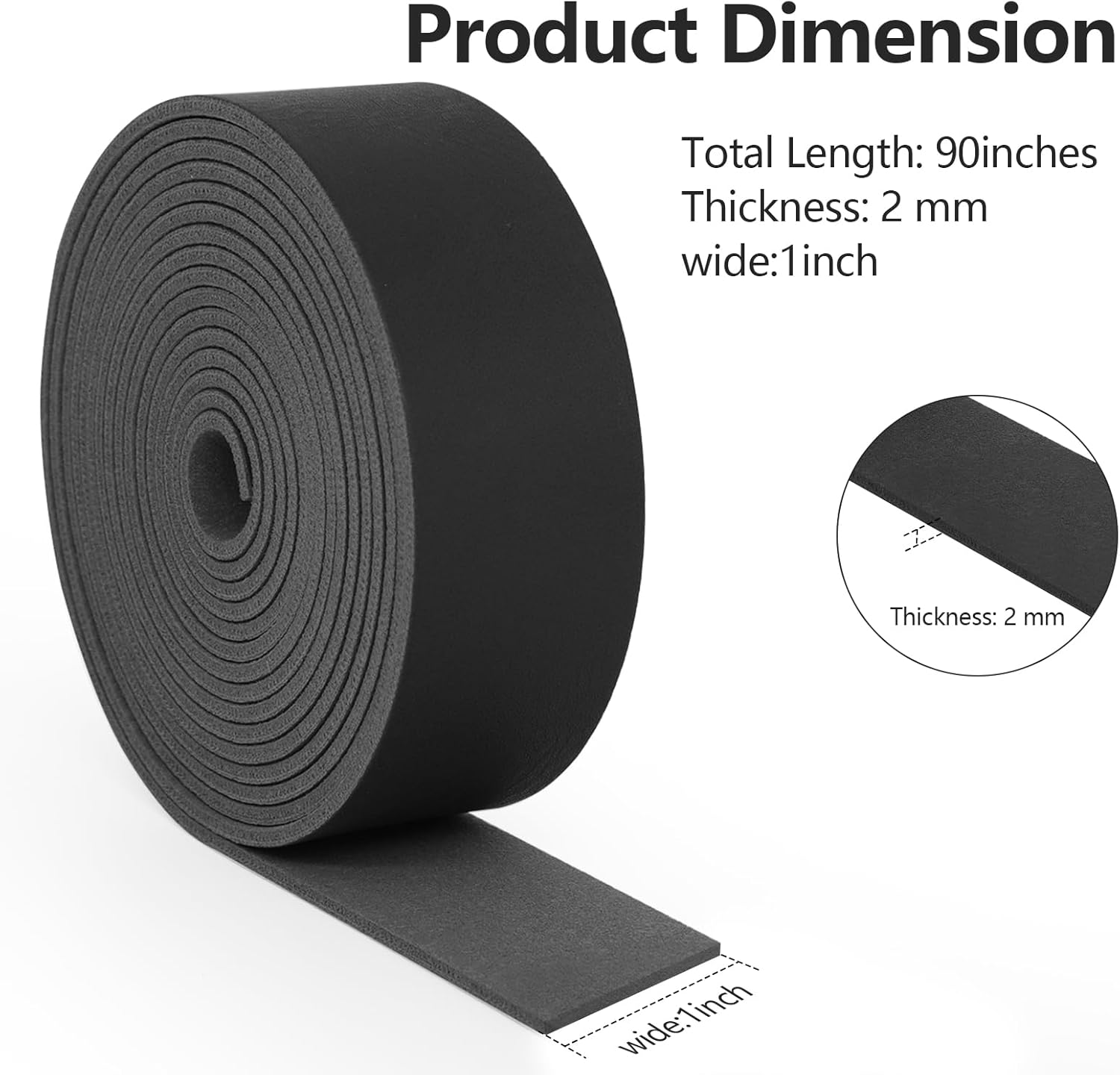 ABIDISO Faux Leather Strap 1 Inch Wide 90 Inches Long Leather Strip, Soft Leather for DIY Craft Projects, Leather Belt Strips, Hobby Workshop - Black