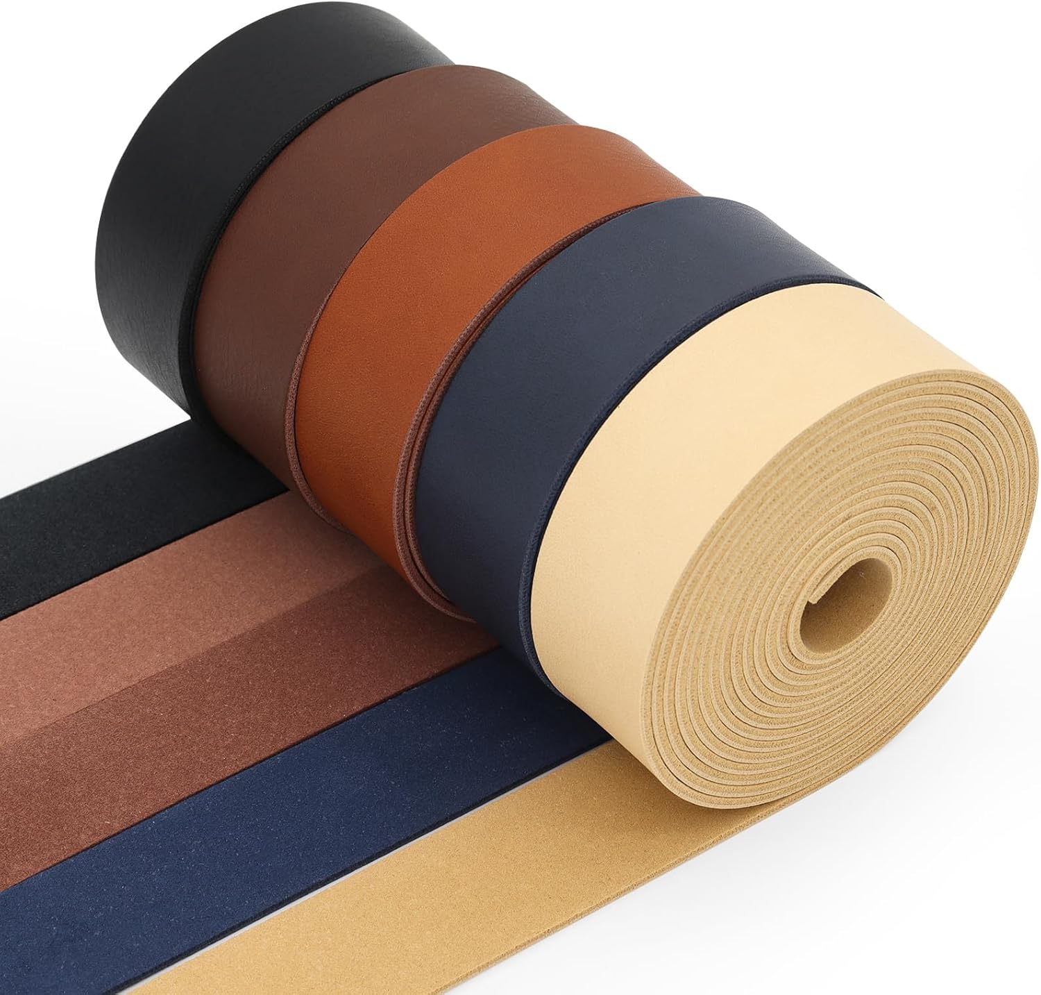 Alternative view of ABIDISO Faux Leather Strap 1 Inch Wide 90 Inches Long Leather Strip, Soft Leather for DIY Craft Projects, Leather Belt Strips, Hobby Workshop - Black