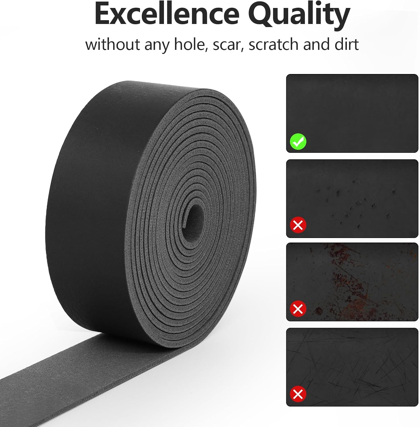 ABIDISO Faux Leather Strap 1 Inch Wide 90 Inches Long Leather Strip, Soft Leather for DIY Craft Projects, Leather Belt Strips, Hobby Workshop - Black - Image 4