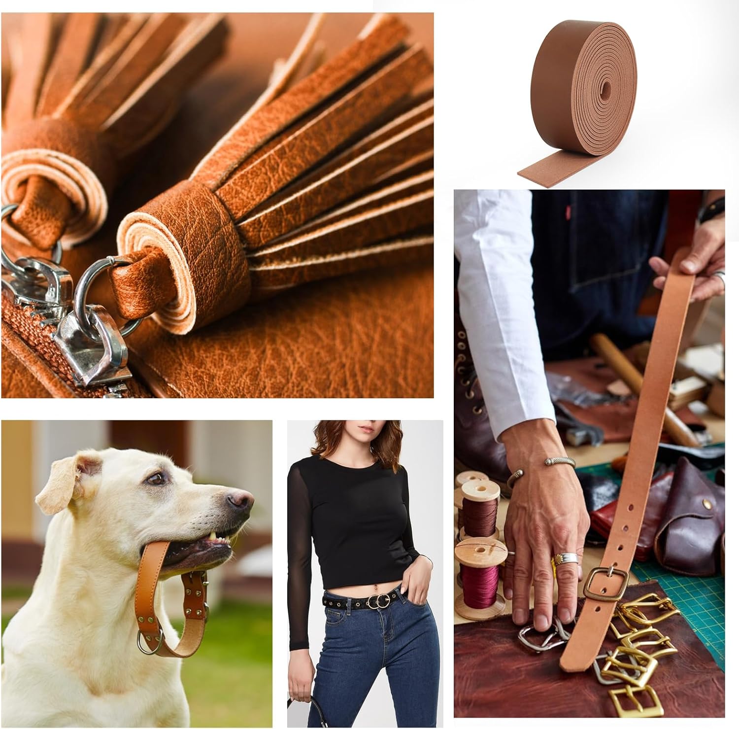 ABIDISO Faux Leather Strap 1 Inch Wide 90 Inches Long Leather Strip, Soft Leather for DIY Craft Projects, Leather Belt Strips, Hobby Workshop - Black - Image 6