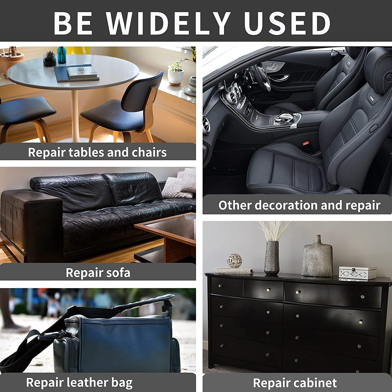 Alternative view of Lifeshoon Leather Repair Patch, 17X79 Inch Self Adhesive Leather Repair, Large Vinyl Patch Tape for Couches, Furniture, Car Seats, Cabinets, Wall, Handbags （Black, 17X79 Inch）