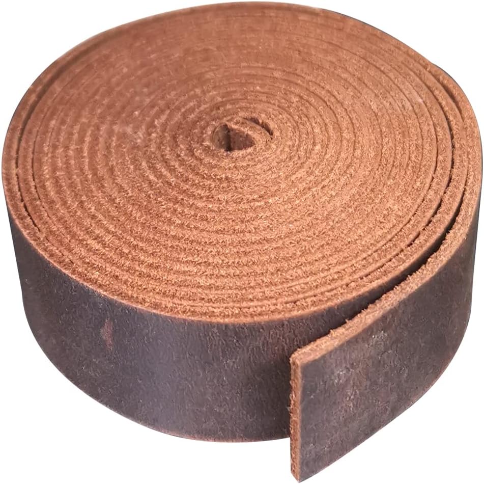 Genuine Leather Strip 1 1/2 Inch Wide 64 Inches Long for DIY Craft Projects, 1.8-2mm Thick, Coffee Brown