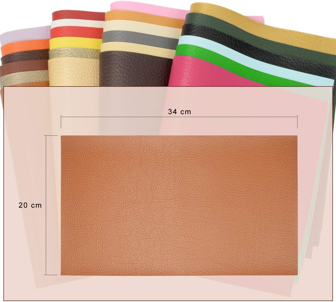 ZIIYAN 24 Pieces 8"x13.4"(20x34cm) Colored Faux PU Leather Sheets Upholstery Crafts Fabric for Bag Making, Hat Making, Hair Crafts Making, DIY Jewelry Making, Sewing, Shoe Making