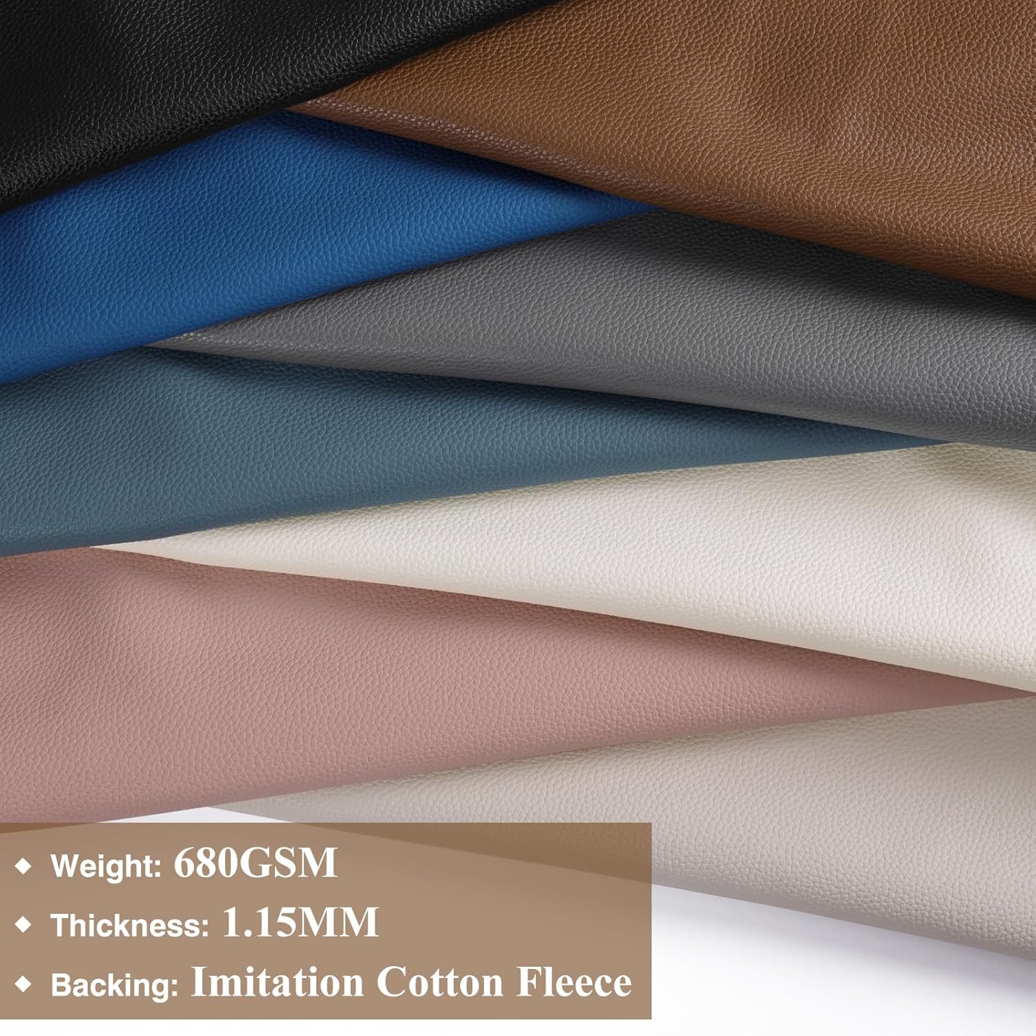 Faux Leather Fabric, 55" W 1.15MM Thicken Marine Vinyl Upholstery Fabric by The Yard Soft Durable Synthetic PU Leather Material for Upholstery Sofa Bags Chairs Sewings DIY Crafts, 1 Yard Brown - Image 4