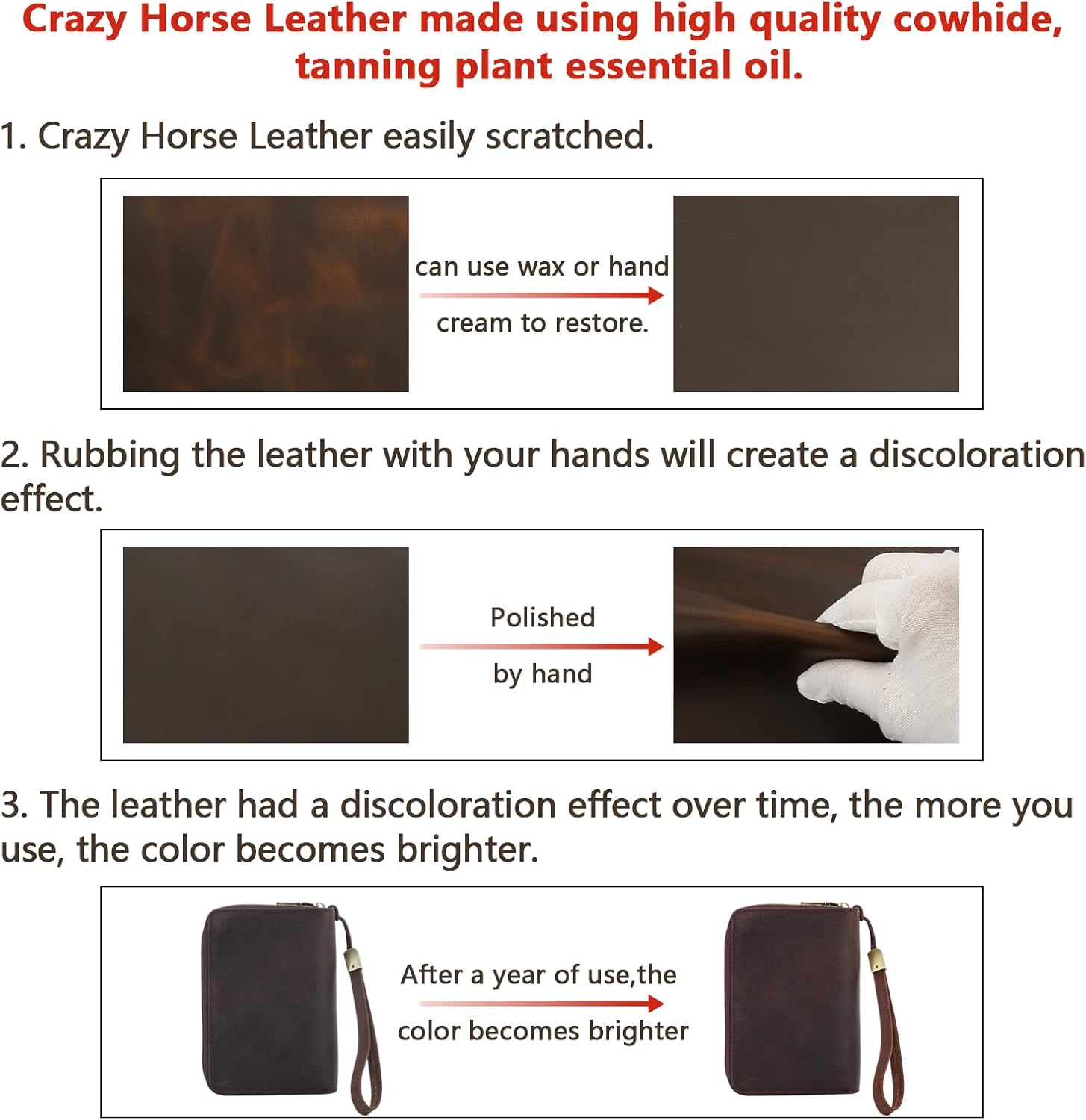 G-FAVOR Genuine Leather Sheets for Crafts Full Grain Leather Tooling Leather Square 2mm Thick Cowhide Leather for Crafting Tooling Sewing, Brown, 8"x12" - Image 7