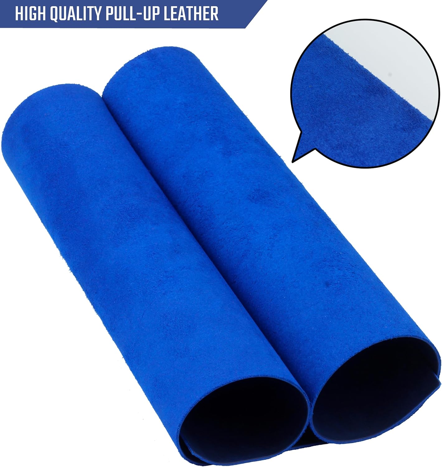 Real Leather Tooling Sheets - for Crafting Tools, Leather Wallets, Leather Materials - Thick Crazy Horse Leather Sheets - Not Faux Leather Sheets (Blue, 6"x12")