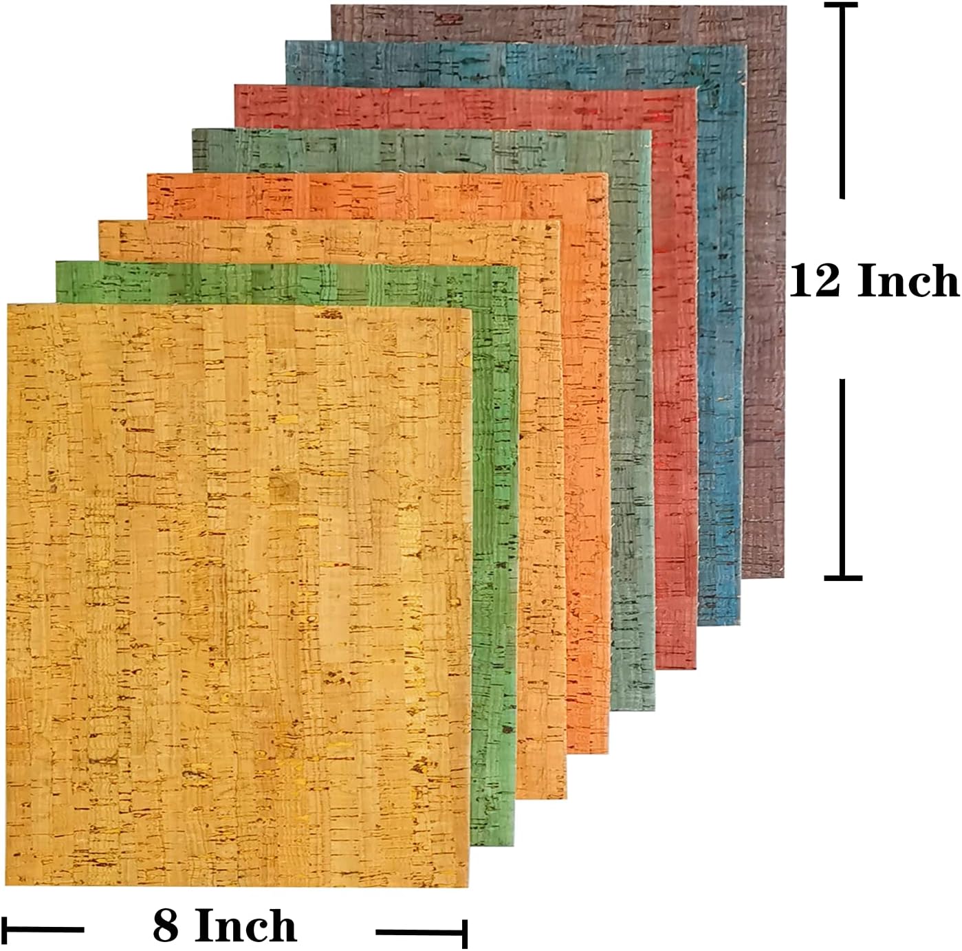 8 pcs/Set Colored Cork Faux Leather Sheets,Thin Soft Cork Leather Fabric for Earrings,Bags,Pencil Case,Wallet,Making DIY Craft,Hair Accessories DIY Projects