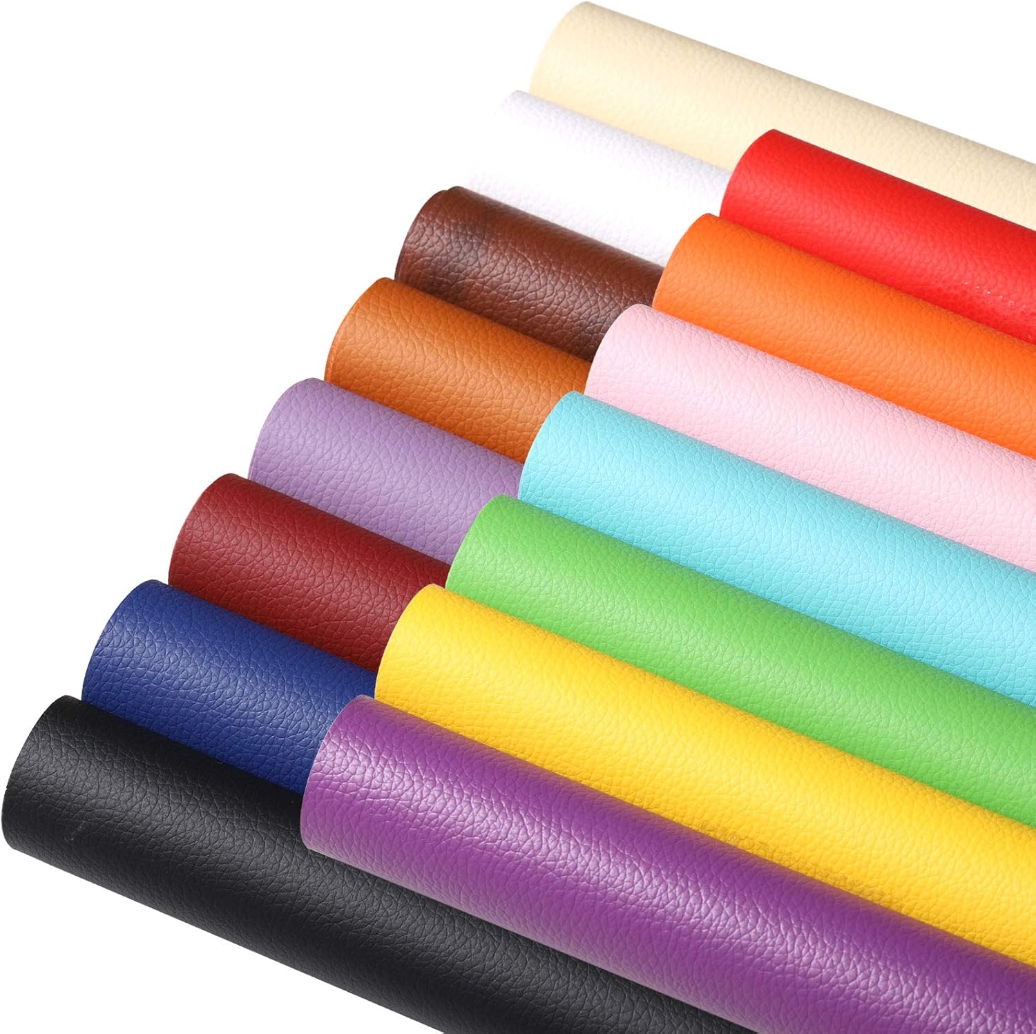 Alternative view of Picheng Solid PU Synthetic Faux Leather Sheets 15pcs/Set 8.2" x 11.8"Soft Leather Fabric Sheets Suitable for Making Bows, Leather Earrings, Hair Accessories DIY Projects (15 Colors)