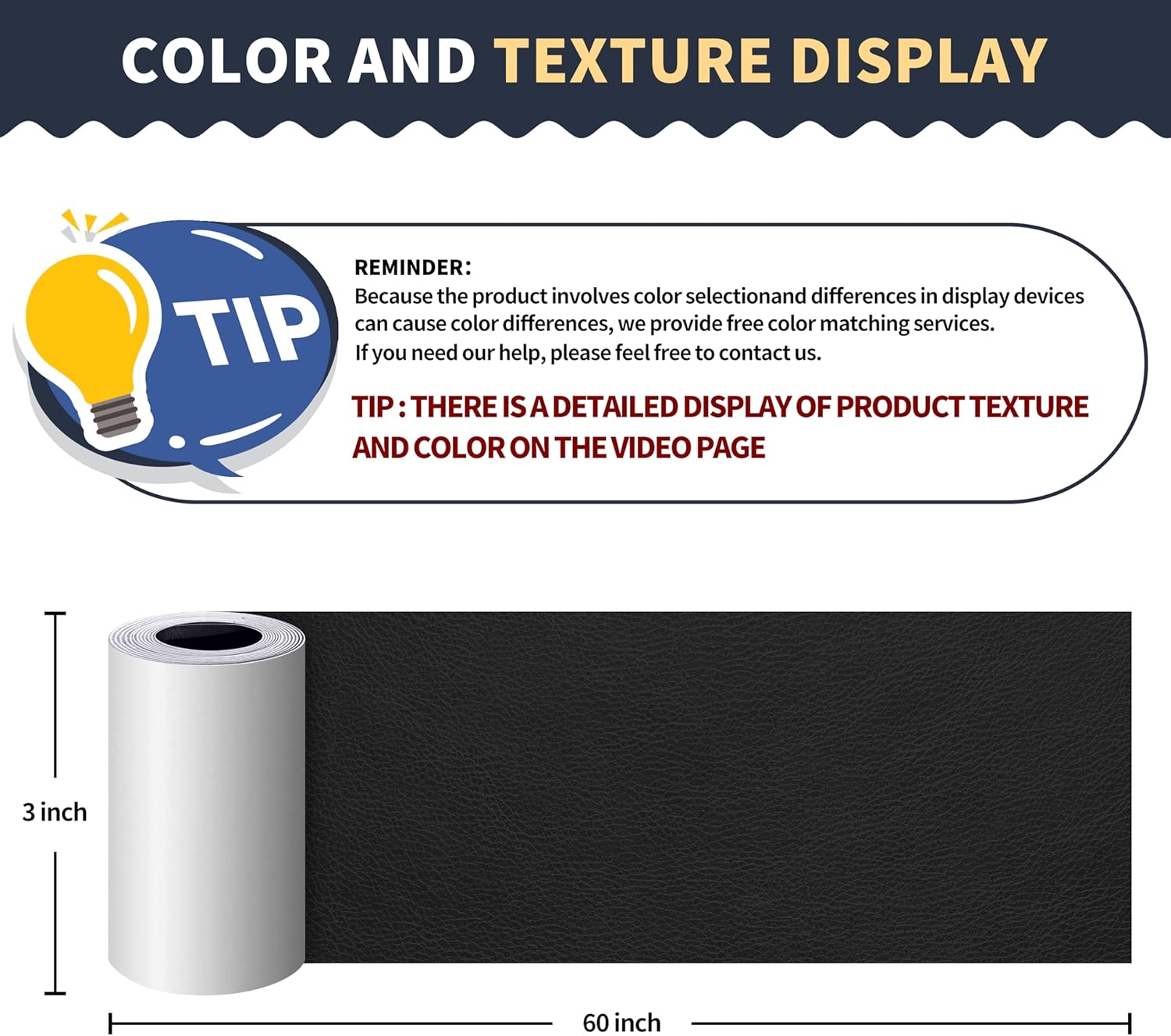 ONine Leather Repair Tape,Self Adhesive Leather Repair Patch,Leather Patches for Furniture,Sofa,Car Seats,Office Chair. Vinyl Repair Kit 3x60in (Black)