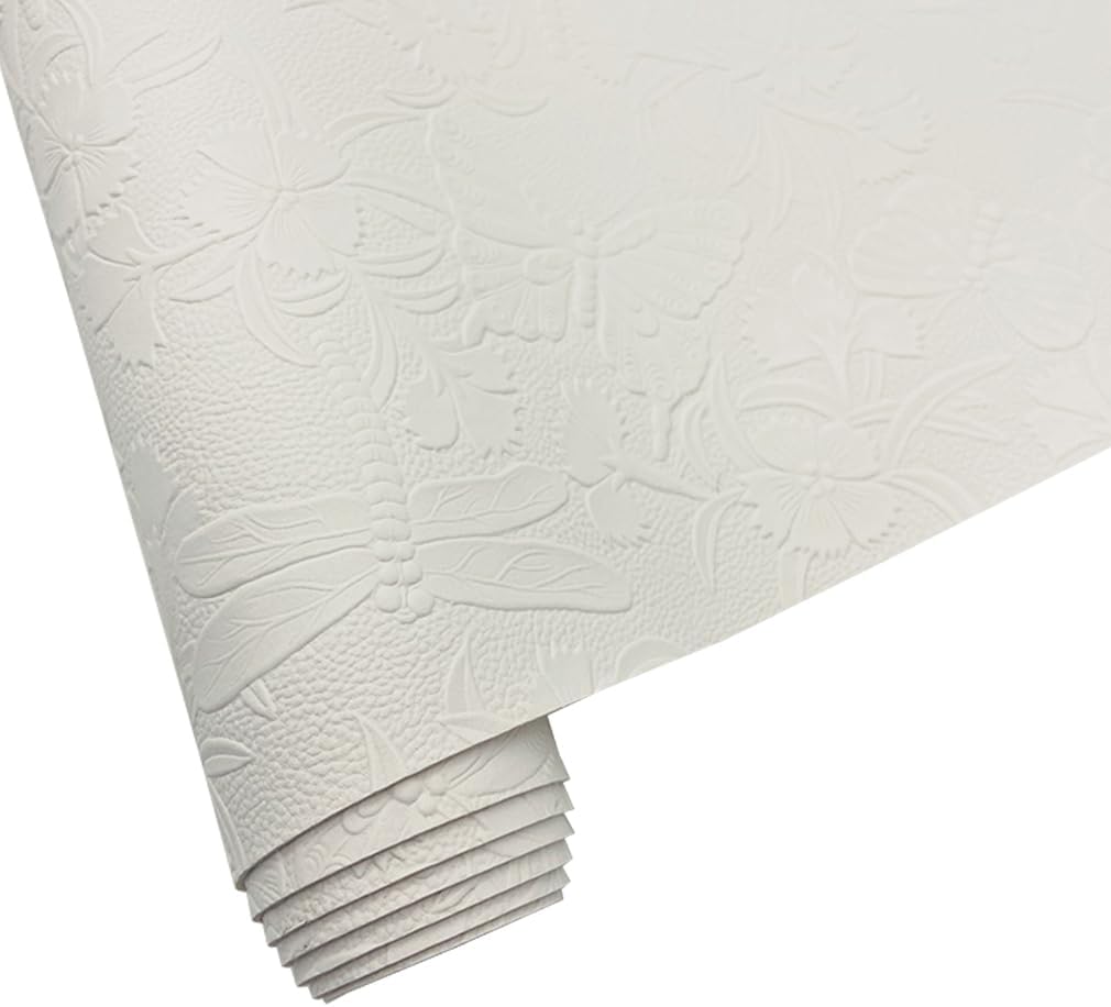 Embossed Faux Leather Sheets for Earrings Purses Making, 12 x 54 inch (32x137cm) Dragonfly Butterfly Flower Faux Leather for DIY Crafts Sewing Supplies (Light Green) - Image 4