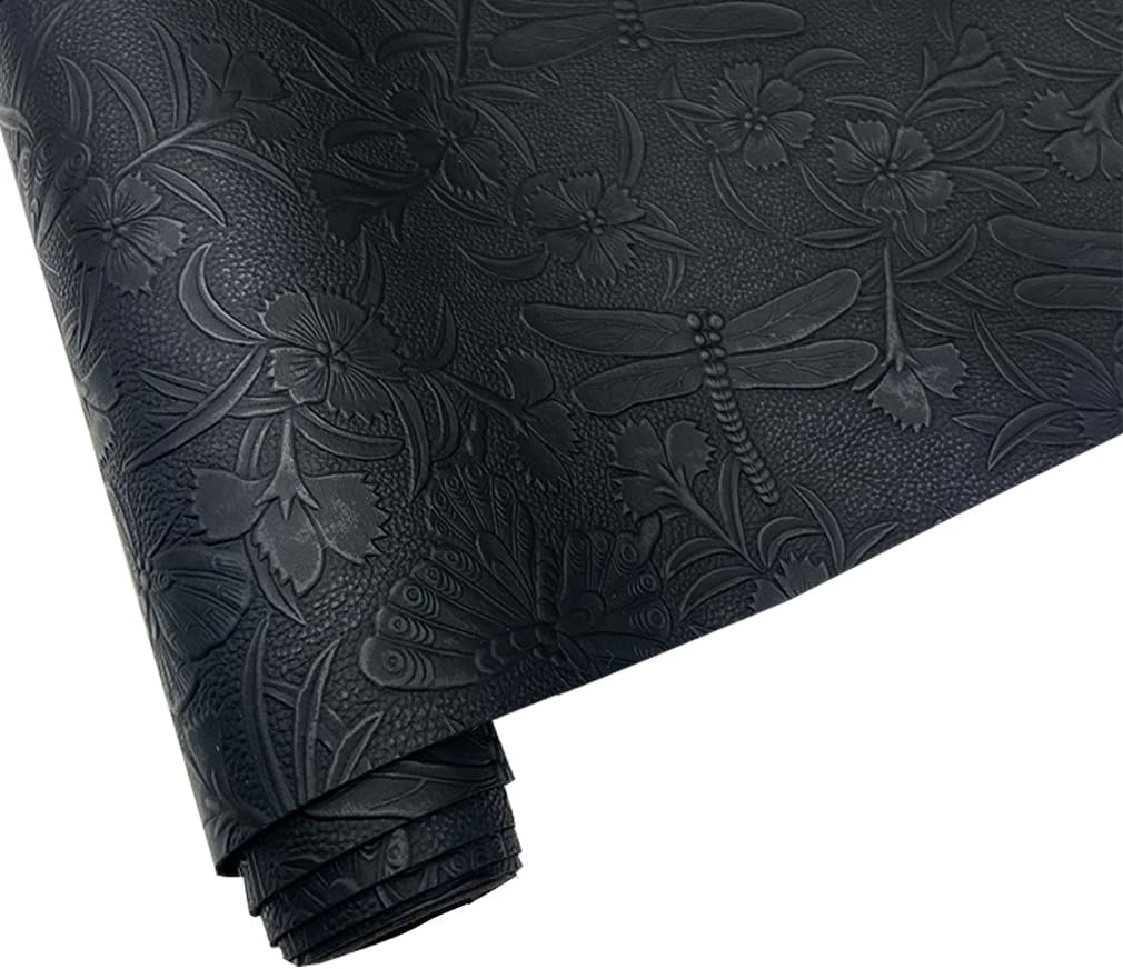 Embossed Faux Leather Sheets for Earrings Purses Making, 12 x 54 inch (32x137cm) Dragonfly Butterfly Flower Faux Leather for DIY Crafts Sewing Supplies (Light Green) - Image 8