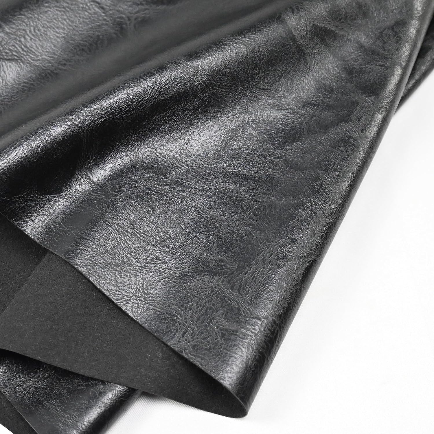 Alternative view of 100cm x 140cm (39 x 54 Inch) Soft Leather Fabric - Faux Leather Fabric -1mm Thick for Upholstery - DIY Crafts - Black Crazy Horse Distress
