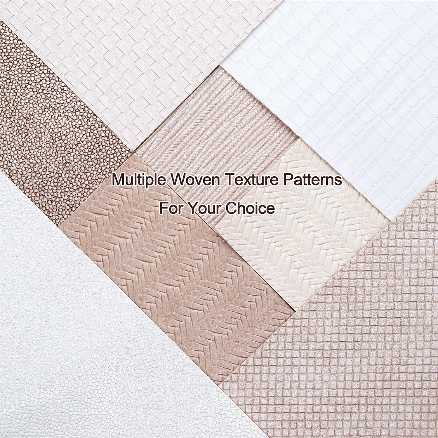 LOTOFUN 8Pcs/Set Braided Faux Leather Sheets Weave Embossed Textured Beige Series Mixed Woven Lattice Striped Vinyl Fabric A4 8x12 Inch for Making Bohemia Earrings Hair Bow Handbag and DIY Crafts - Image 3
