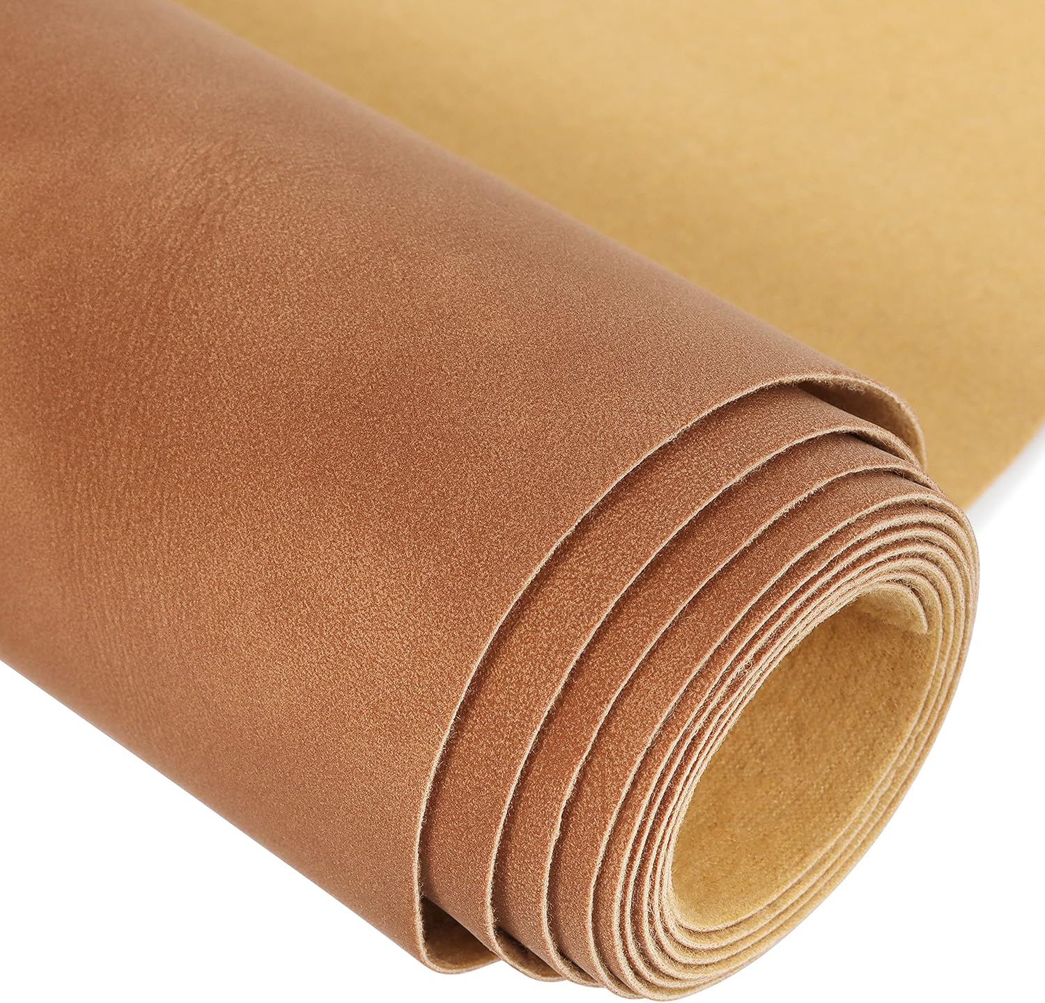 Funcolor Frosted Faux Leather Roll: 12x52 Inch Brown Soft Faux Suede Fabric Synthetic Solid Leatherette Sheet for Sewing Crafts Making Earring Bows