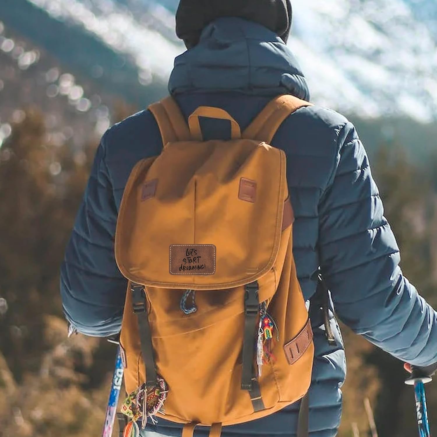 50 Pack Blank Leatherette Hat Patch with Adhesive, Rectangle Laserable Leatherette Patch, Faux Leather Patches for Hats Custom Fabric Repair Sew Laser Supplies (Chestnut, 3 x 2 Inches)